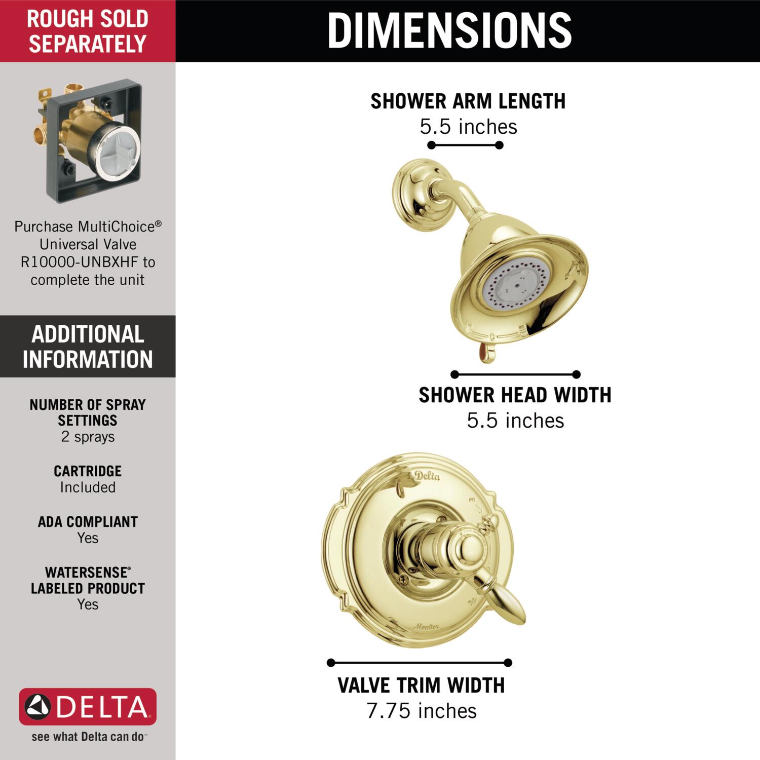Delta T17255-PB Tub-Shower-Faucets - View #3