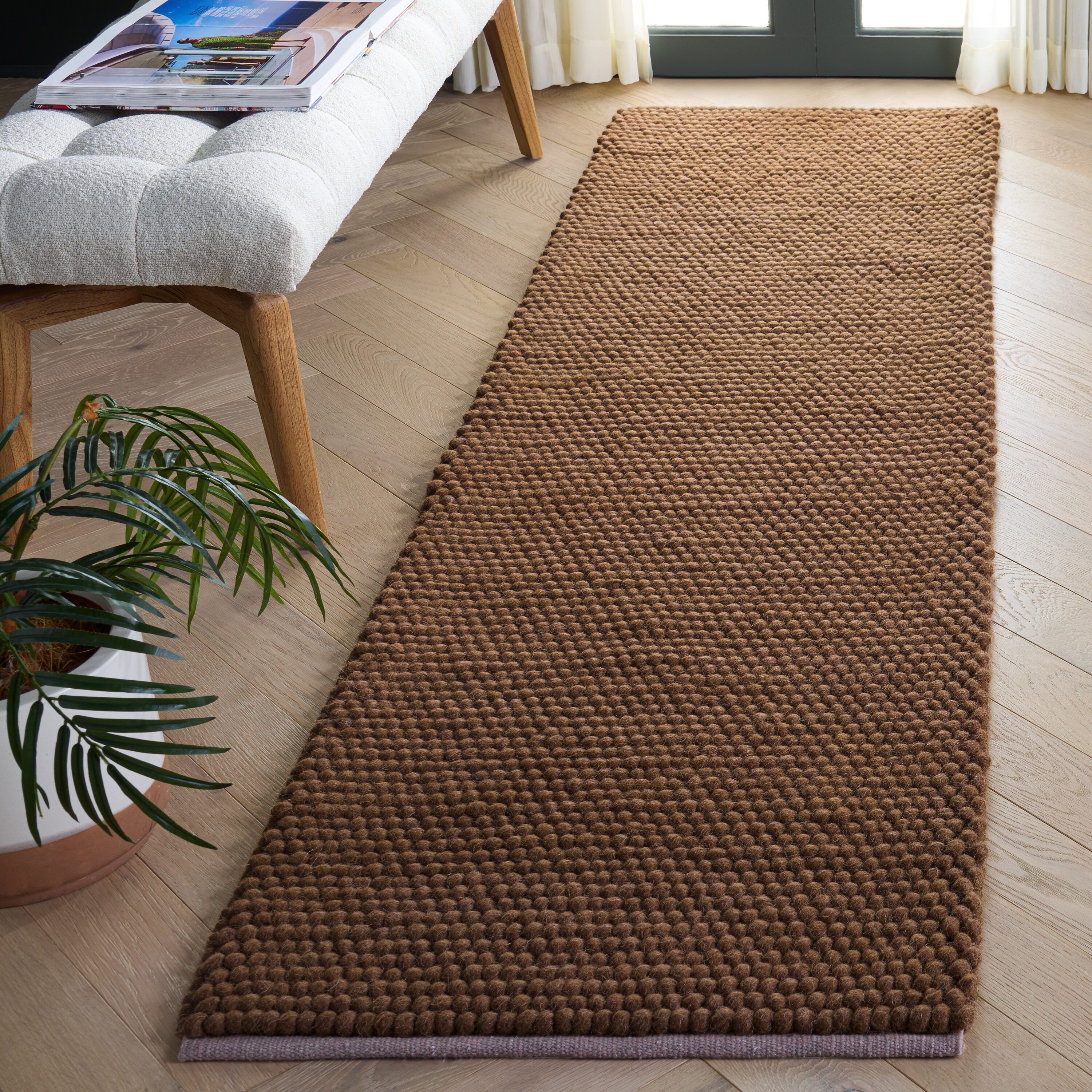 Safavieh Natura 2 x 8 Rust/Brown Solid Color Runner Rug in the Rugs ...