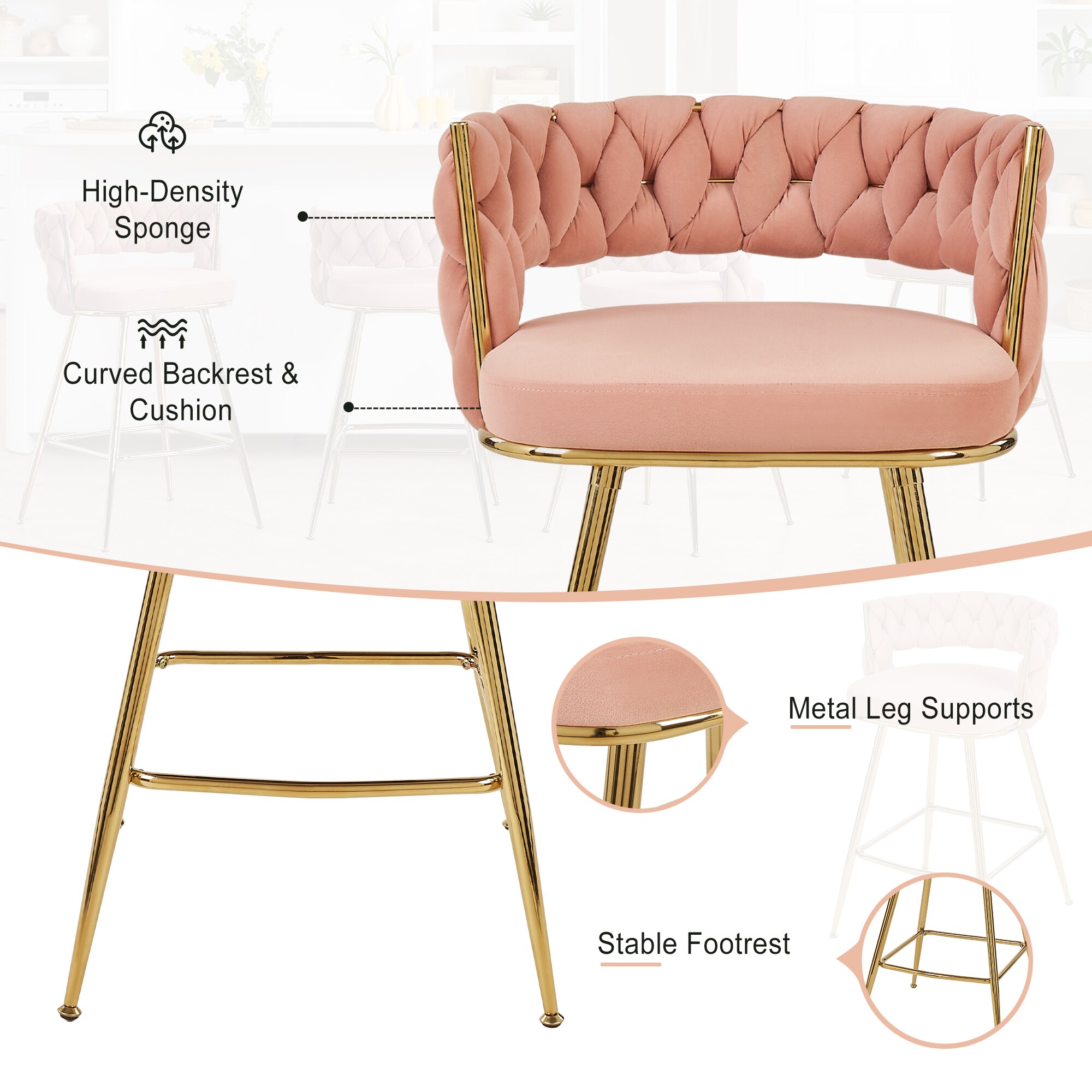 Vecelo LOE-CC-ZL05-PNK-2P stools - View #5