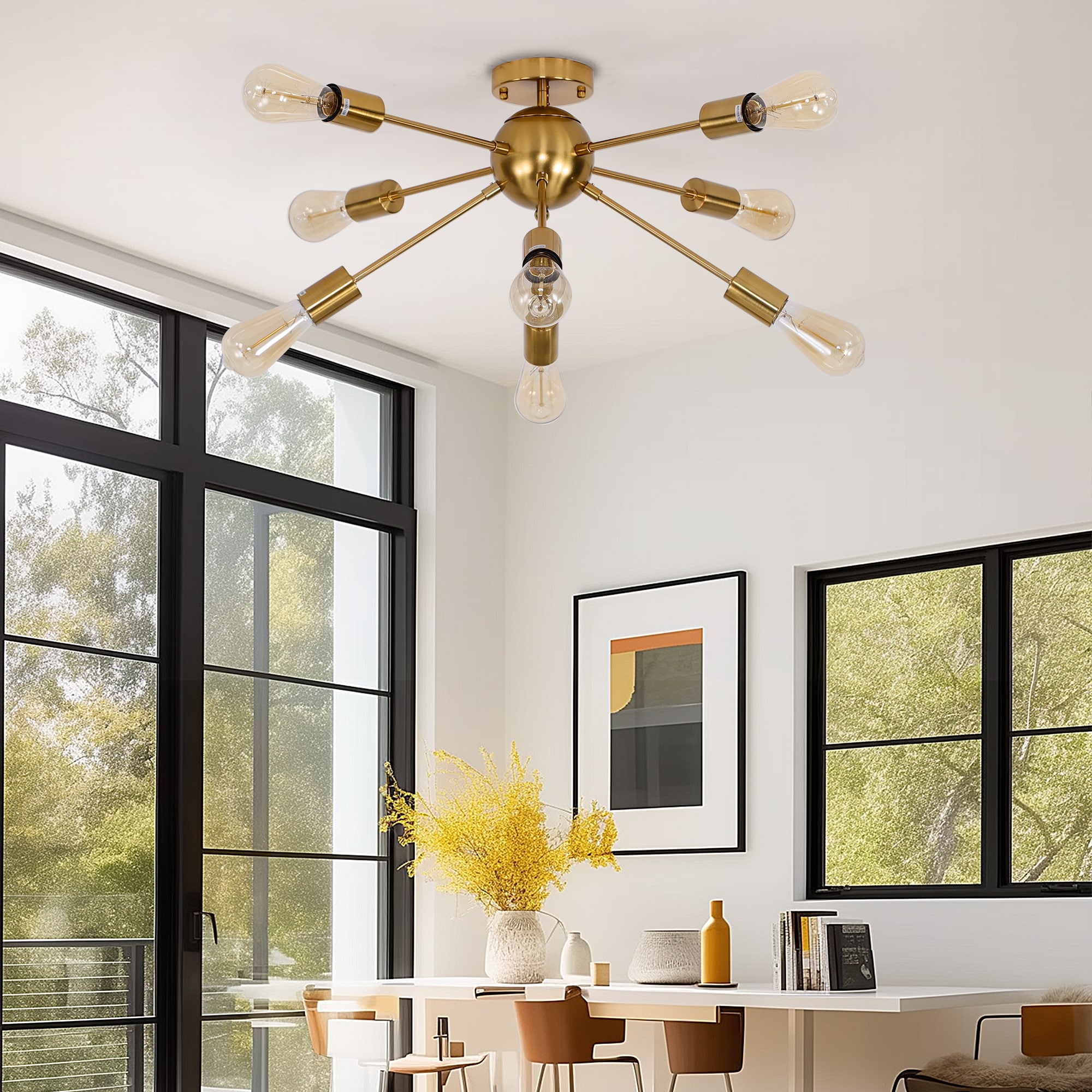 YANSUN LA-BX02001HGD-11 8 -Light 26-in Gold Semi Flush Mount Light
