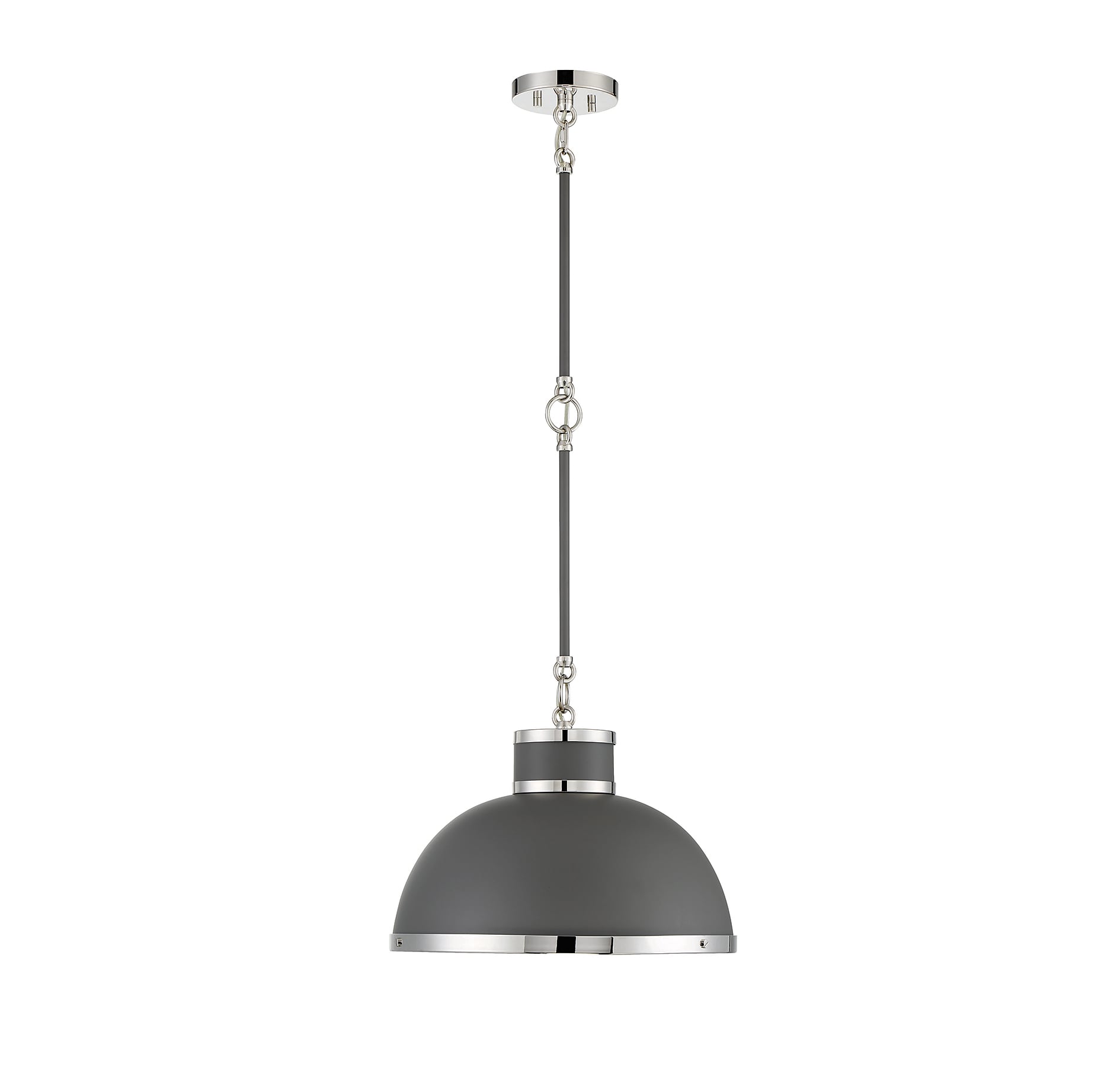 Corning Gray Glass Pendant Light with Polished Nickel Accents