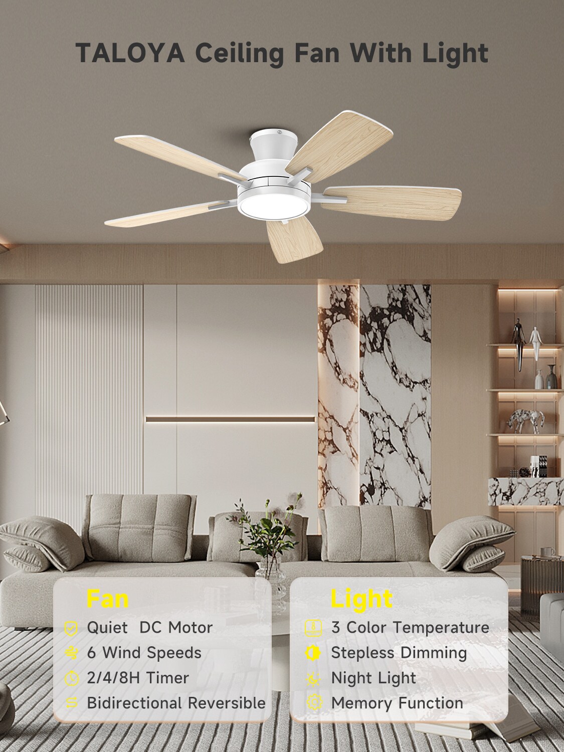TALOYA TLY46-WE-5X-T5 Ceiling-Fans - View #2