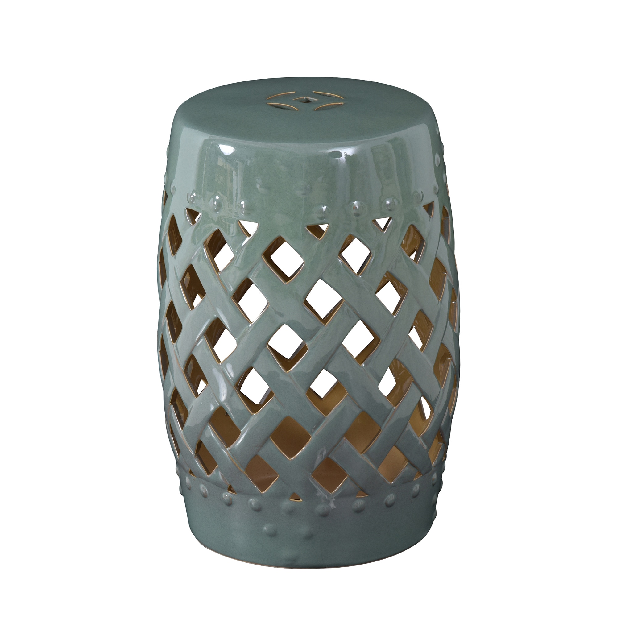 AHIOU HOME ZAAHG-P174094GS 18-in Green Ceramic Barrel Garden Stool