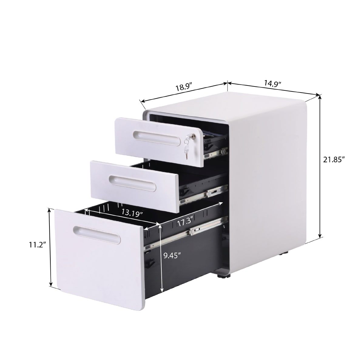 CASAINC Filing Cabinet White 3-Drawer File Cabinet in the File Cabinets ...