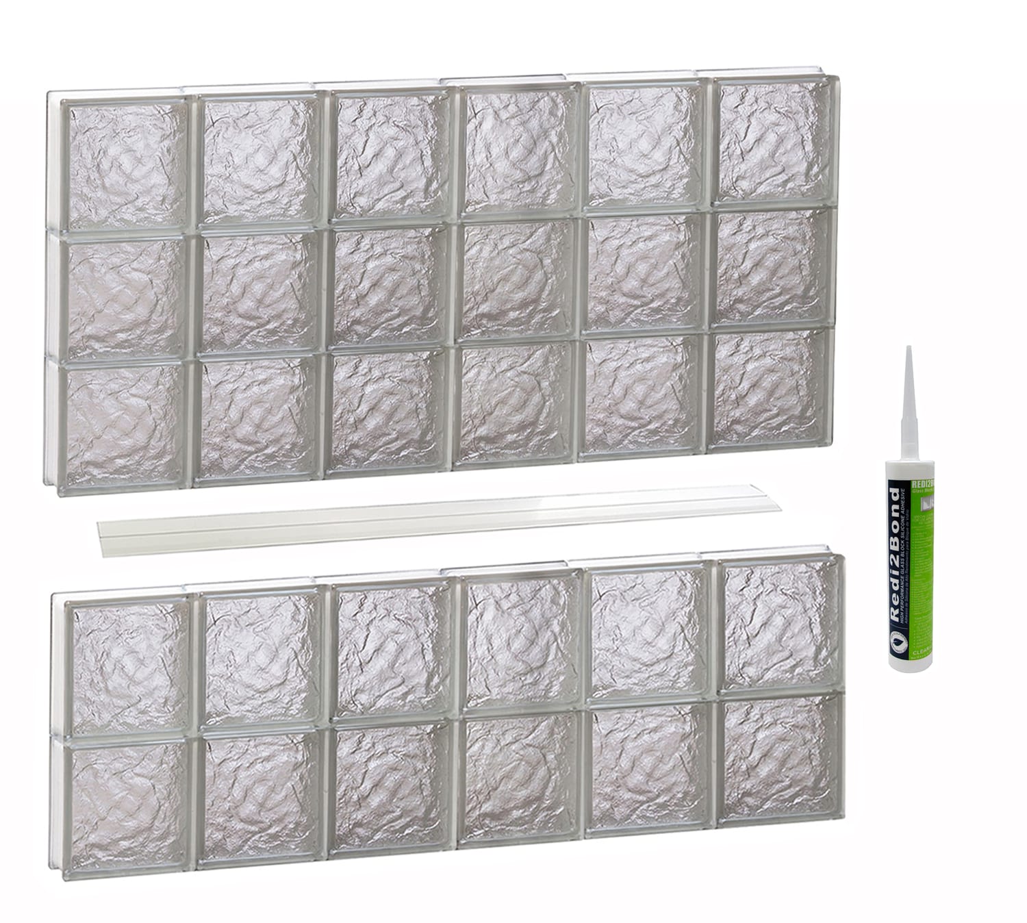 REDI2SET S4840IS Ice Glass 46-1/2-in x 38-3/4-in Frameless Replacement Glass Block Window