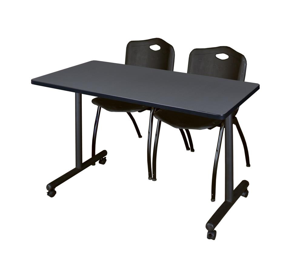 Regency MKTRCC4824GY47BK Training Gray 4-Person Training Table (48-in W x 29-in H)