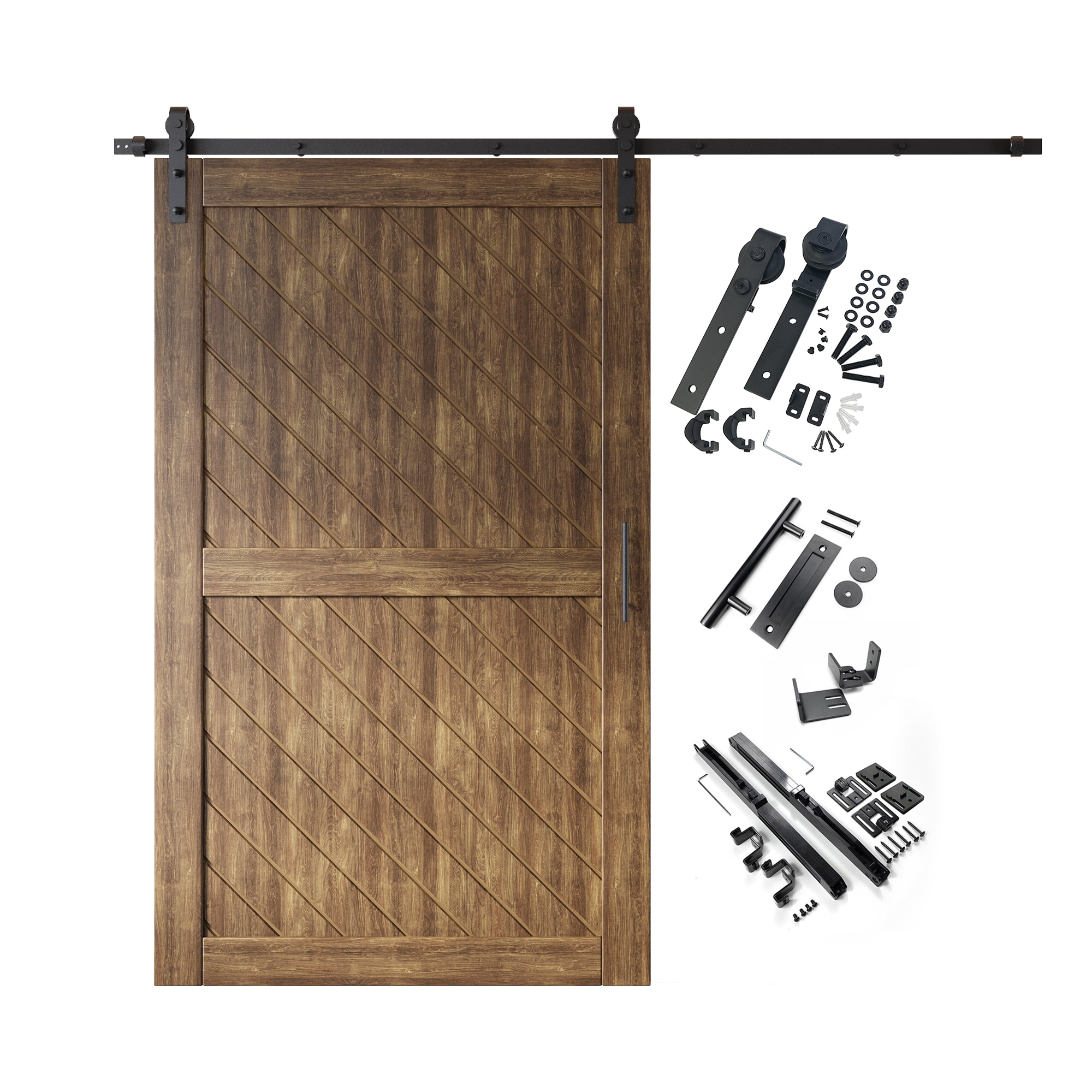 HOMACER YT1H108C-XT2-5080-WA 50-in x 80-in Dark Walnut Prefinished Non-standard Pine Wood Solid core Single Barn Door (Hardware Included)
