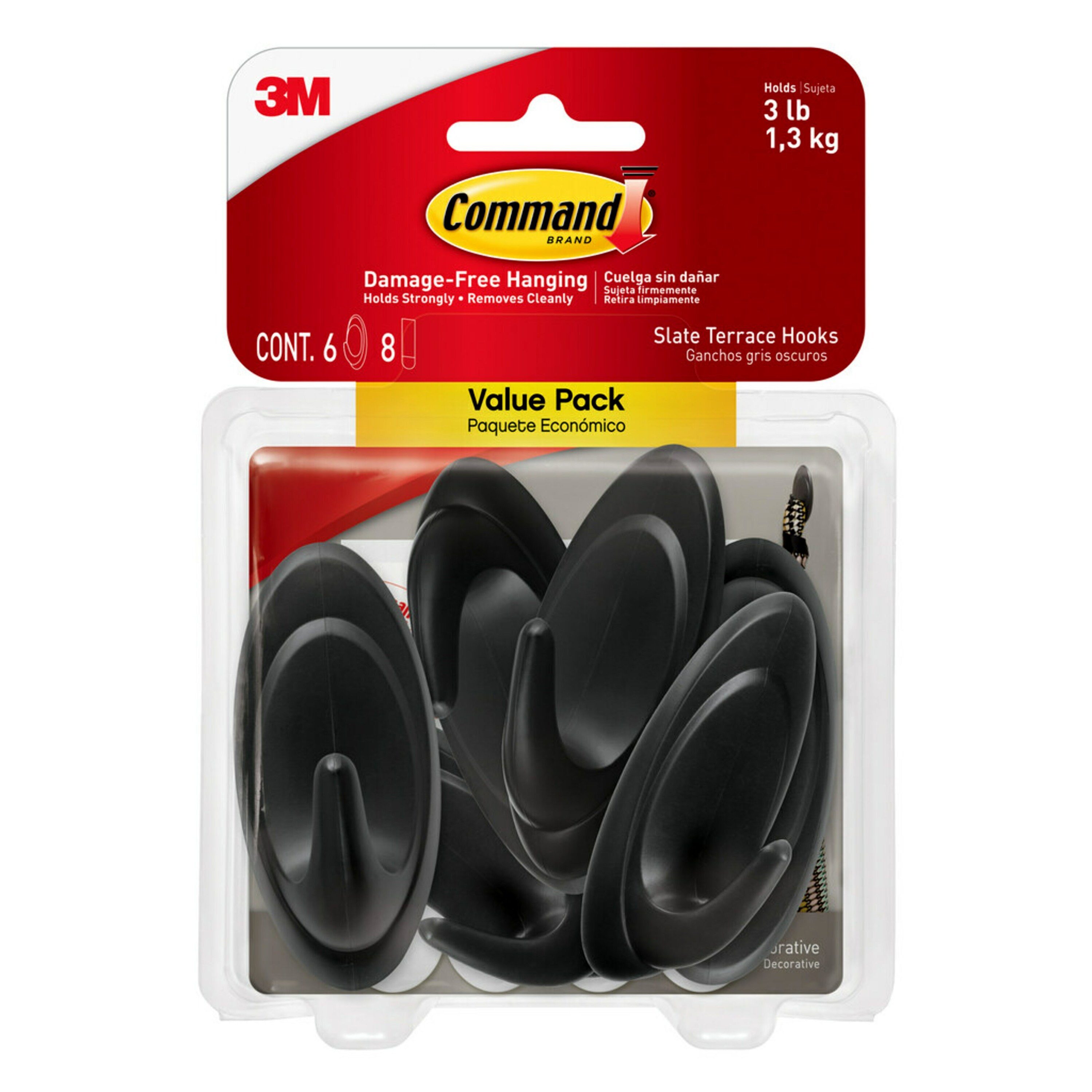 3M Command Medium Slate Terrace Hook Value Pack 17086s-6es, 6 Hook, 8  Strips in the Picture Hangers department at