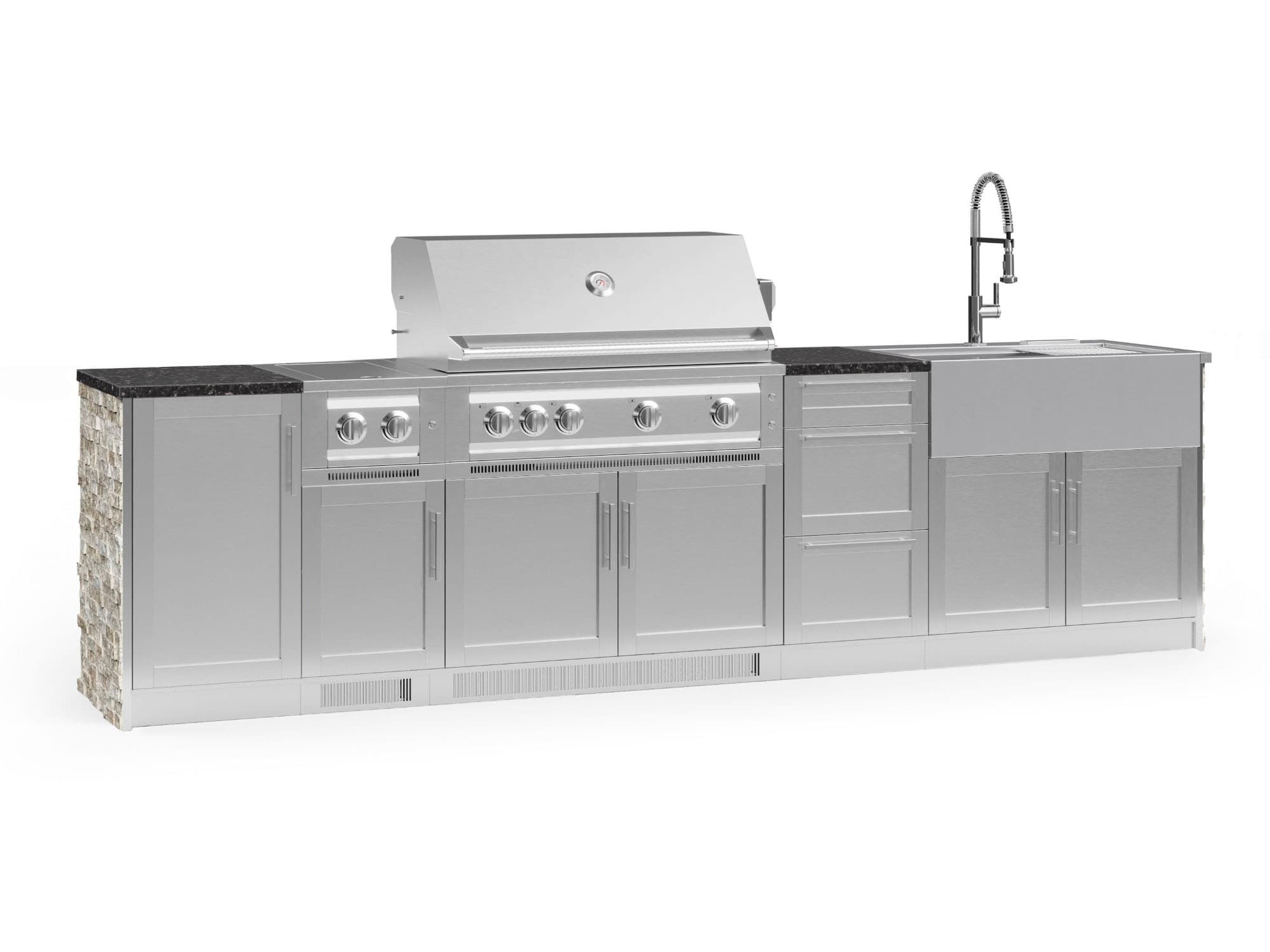 NewAge Products 69156 Signature Series Cabinets Platinum Grill 10 -Piece 131.16-in W x 25.5-in D x 58.64-in H Modular Outdoor Kitchen Set 7 Burners