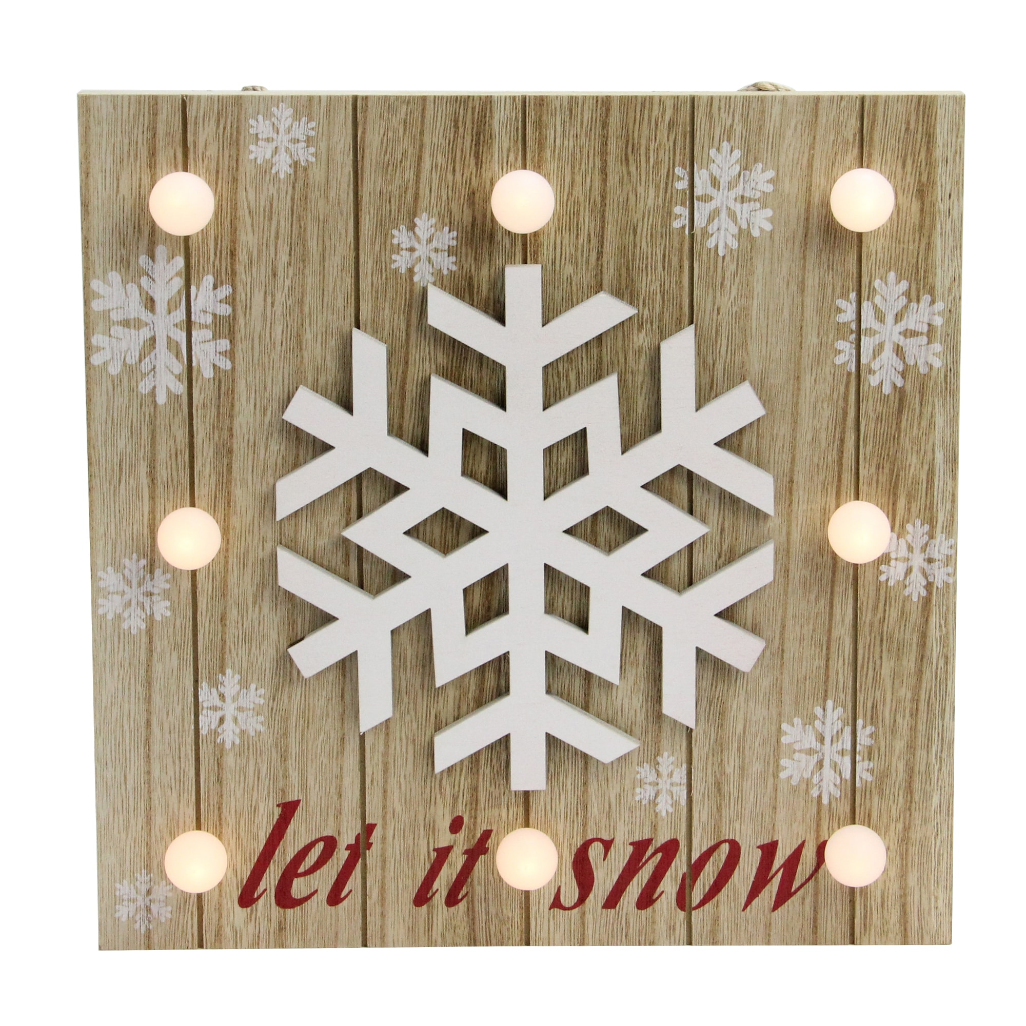 Northlight 32623020 10.25-in Lighted Lighted "Let It Snow" Snowflake Wall Decoration - 10.25" - Warm White Lights Snowflake Battery-operated Christmas Decor