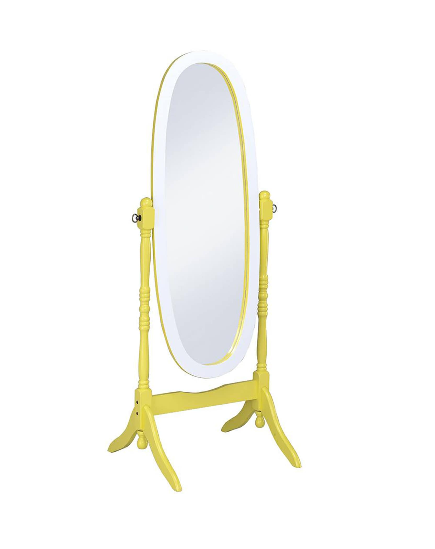 ORE International Cheval 21-in W x 59.25-in H Oval Yellow and White Framed  Full Length Floor Mirror in the Mirrors department at