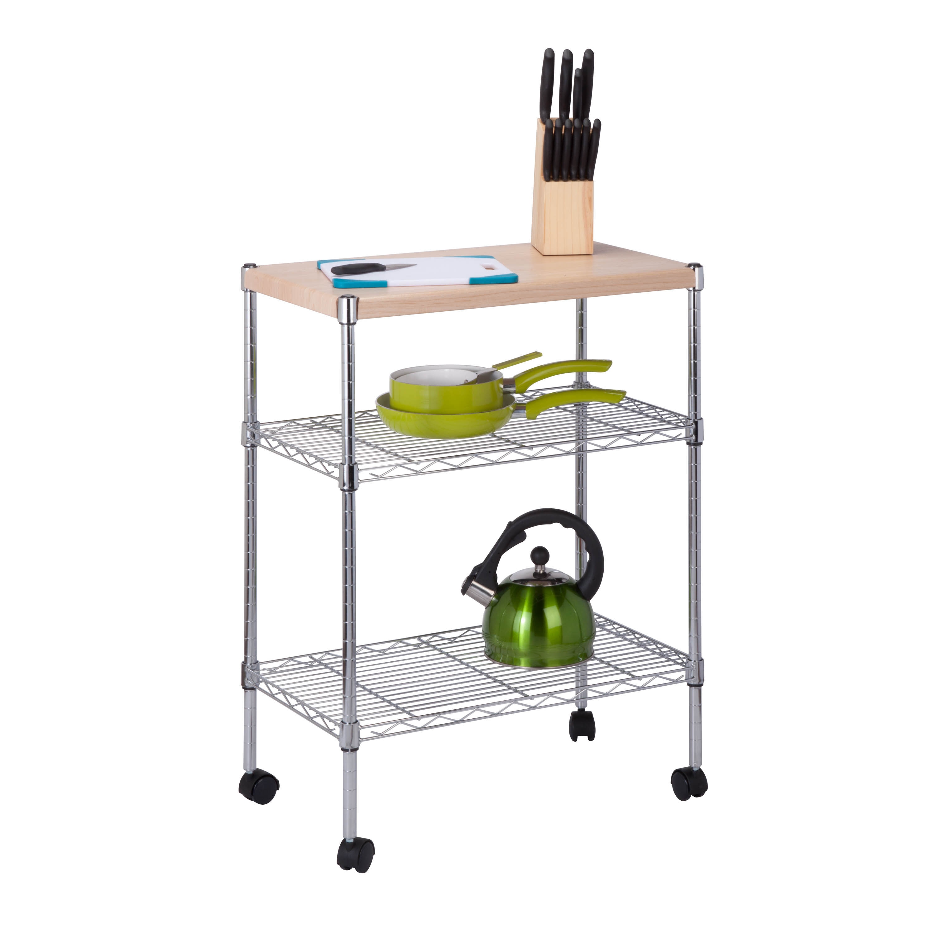 Honey-Can-Do Chrome Steel Base with Steel Top Kitchen Cart (23.23