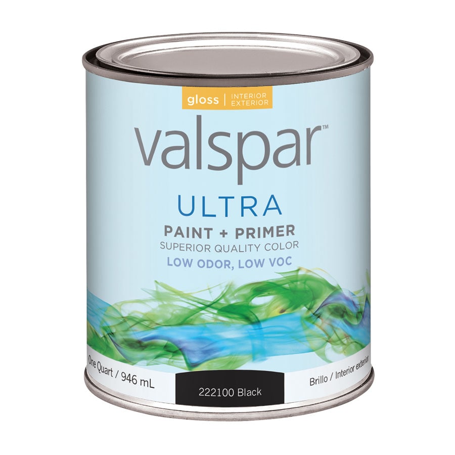 Valspar 007.0222100.005 Ultra Gloss Ultra Black Latex Interior Paint + Primer (1-quart)