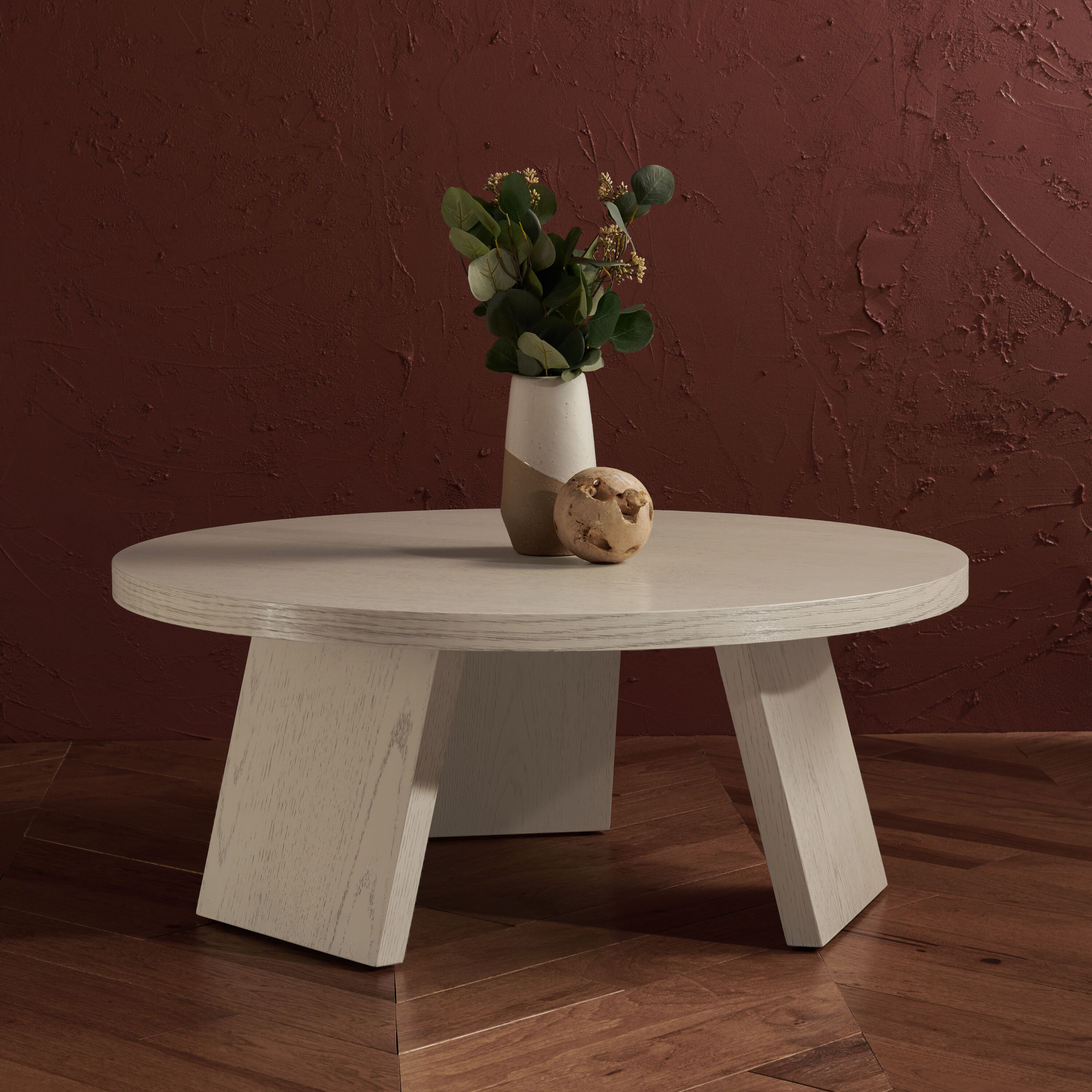  Julianna Rustic Style Wood Coffee Table/White Wash
