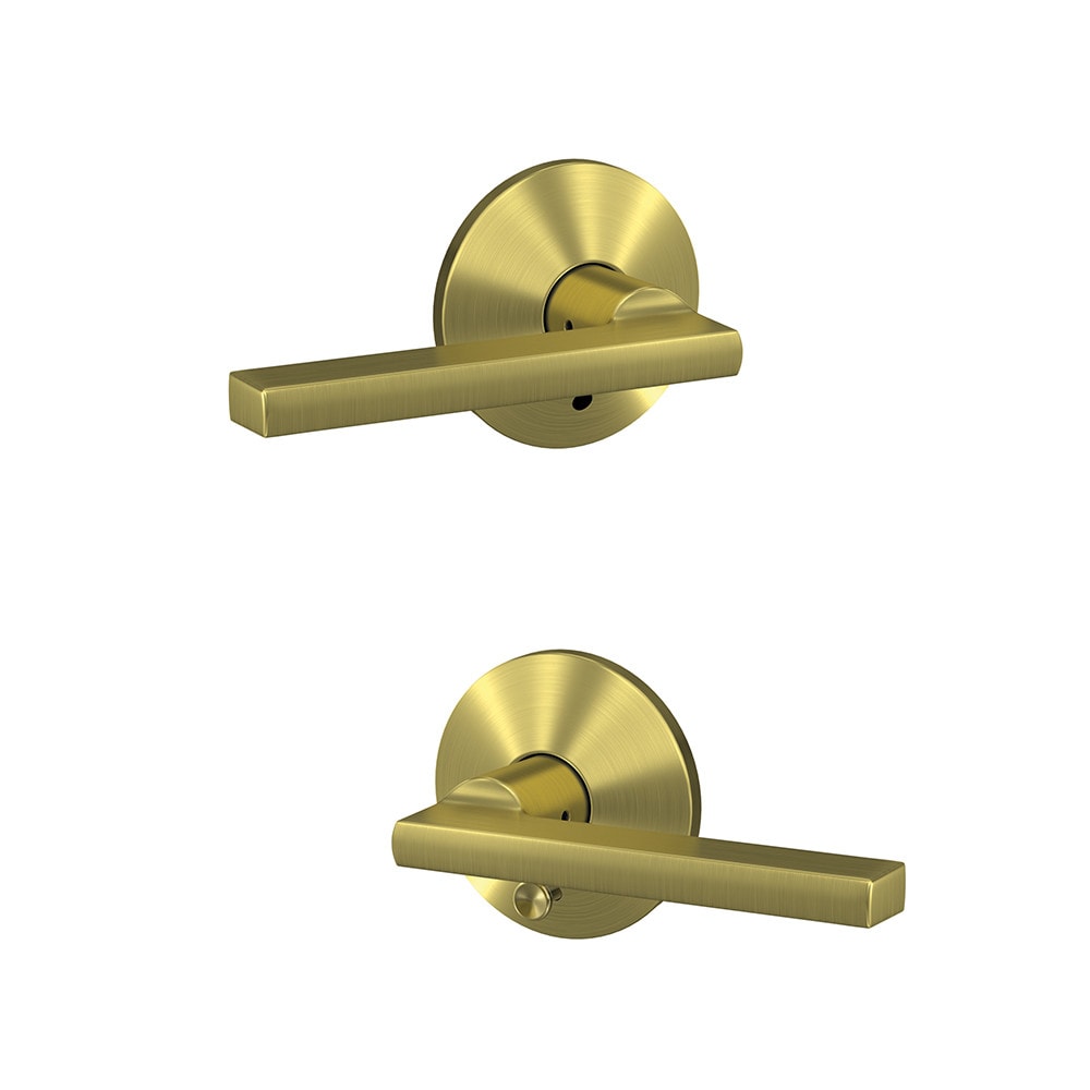 Gold-Interior Lock Passage Door-Knob - Brushed Brass Handles for Hall Closet