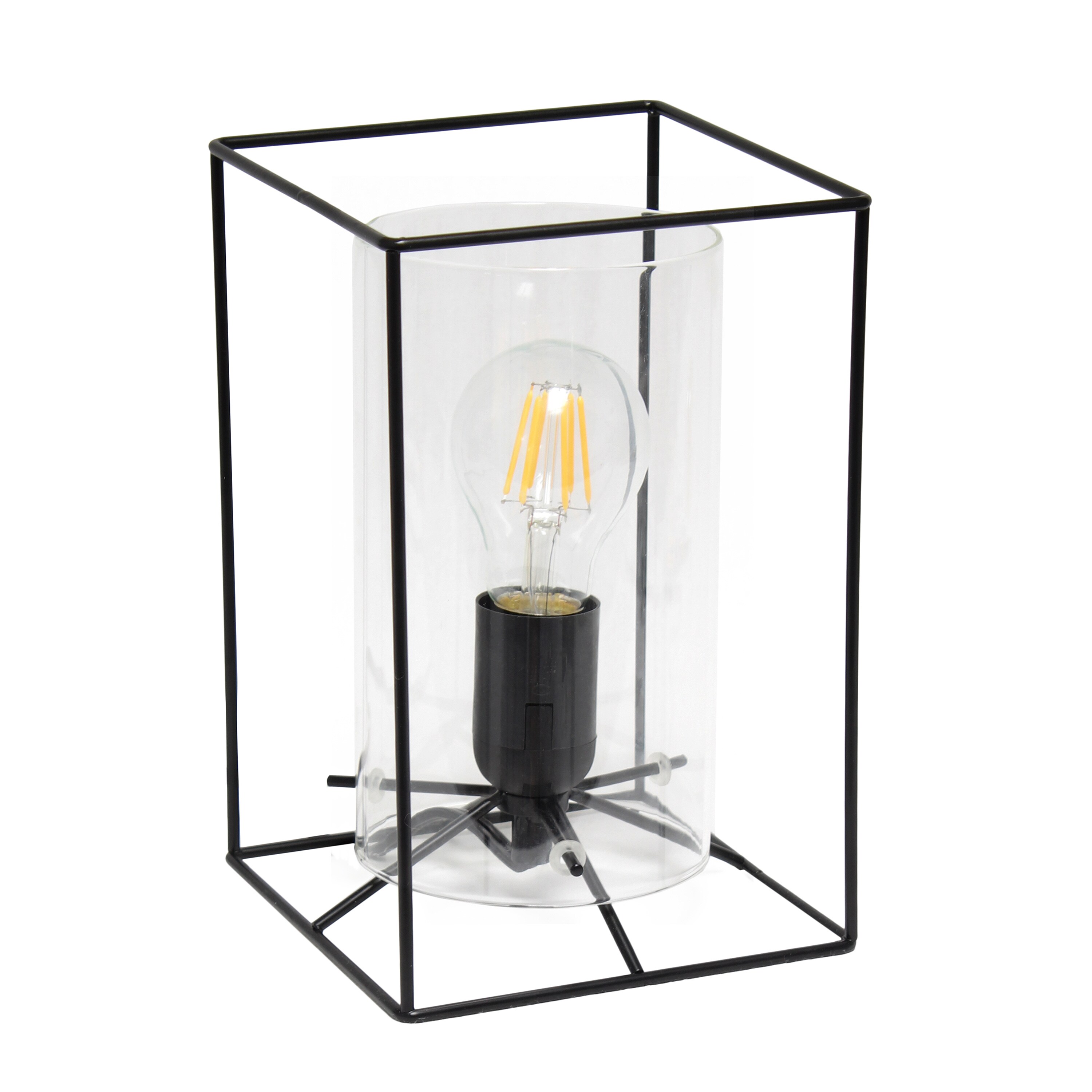 Lalia Home Studio Loft 9-in Black/Clear Table Lamp with Glass Shade in ...