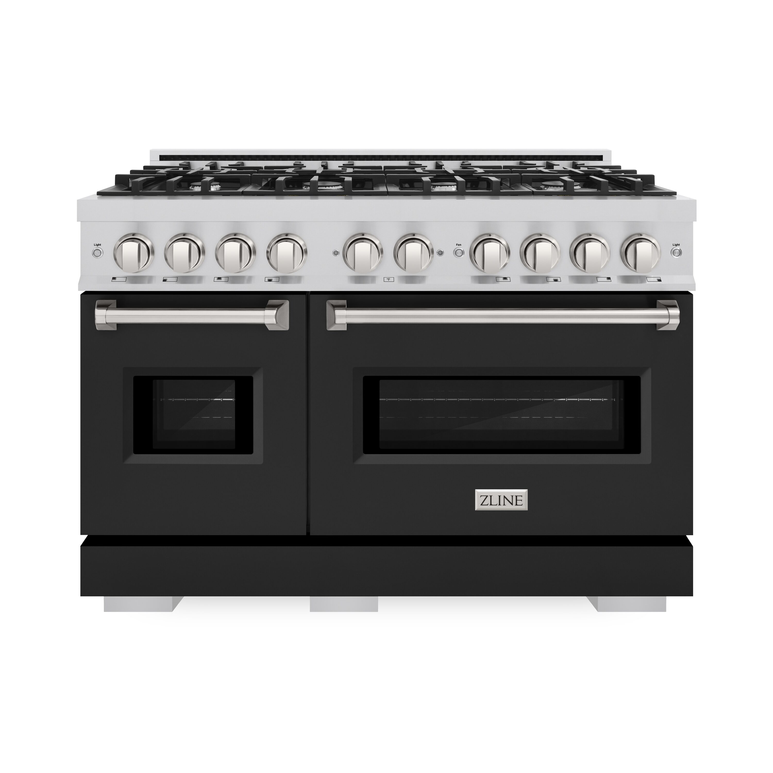 ZLINE KITCHEN & BATH CGR-BLM-48 Classic 48-in 8 burners 4.2-cu ft / 2.5-cu ft Convection Oven Freestanding Liquid Propane Double Oven Gas Range ( Stainless Steel, Black Matte Door )