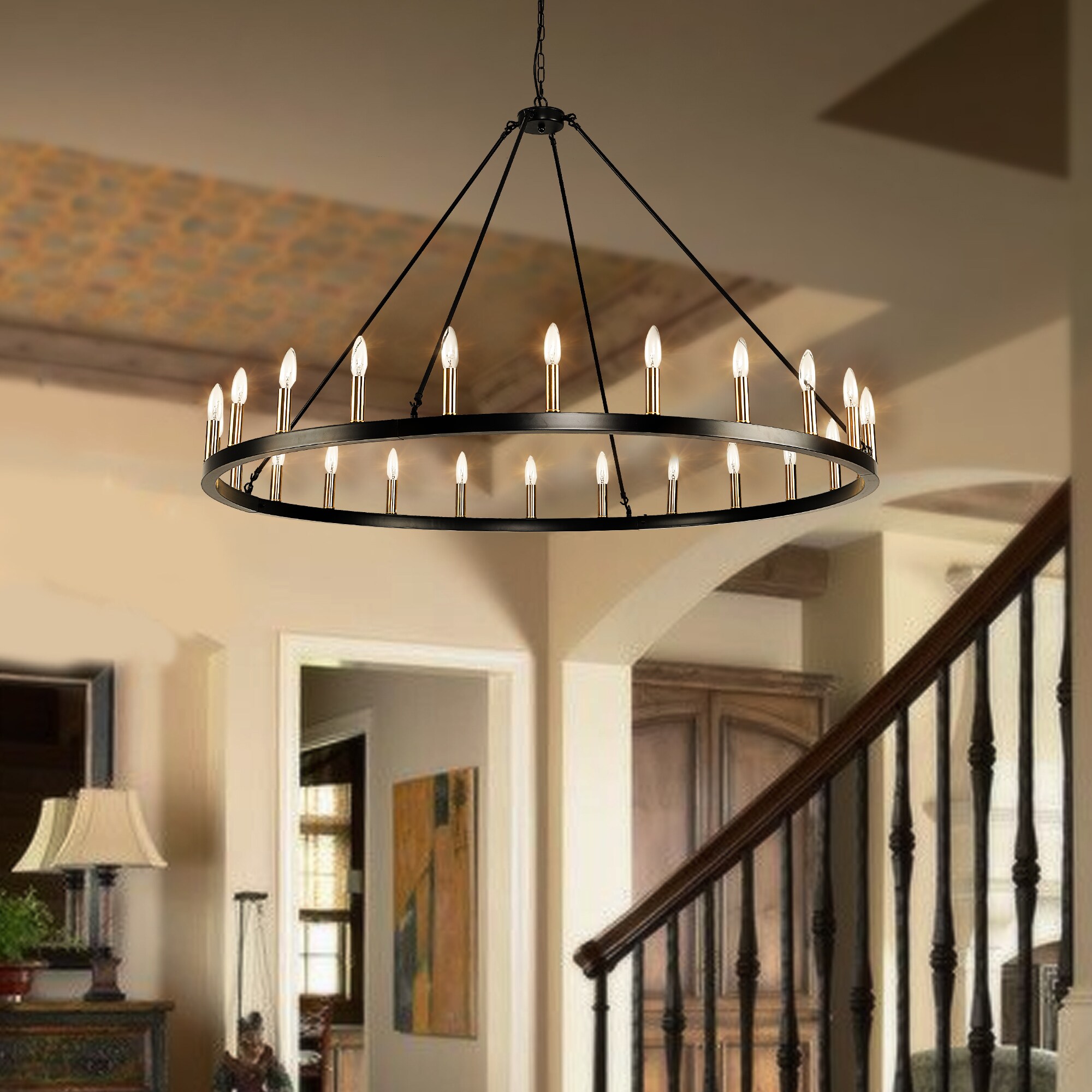 WELLFOR WL Pendant Lighting 24-Light Black Modern/Contemporary Opal ...