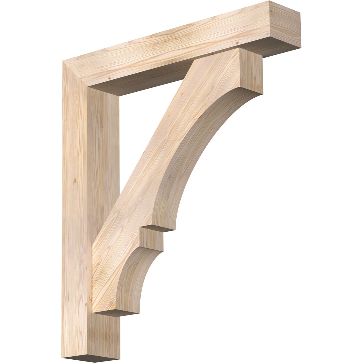 Ekena Millwork 1462202 Balboa Block Smooth Bracket with Offset Brace 7-1/2-in x 42-in x 48-in Douglas fir Brown Wood Standard bracket