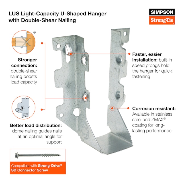 Simpson Strong-Tie LUS 2-in x 8-in Double 18 -Gauge ZMAX Simpson Strong-Tie LUS 2-in x 8-in Double 18 -Gauge ZMAX