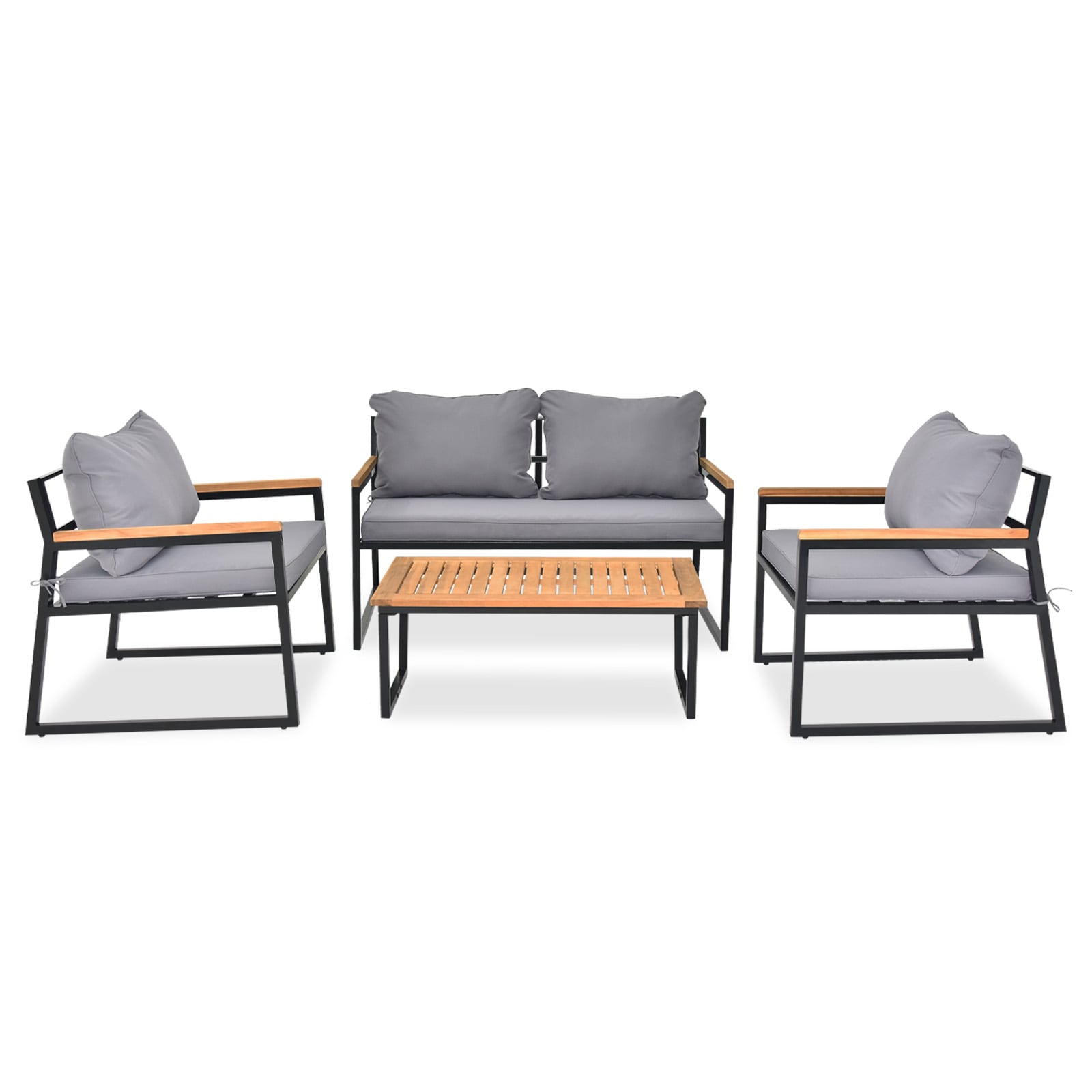 Winado LO1G56000723+724 4 -Piece Patio Conversation Set with Gray Cushions