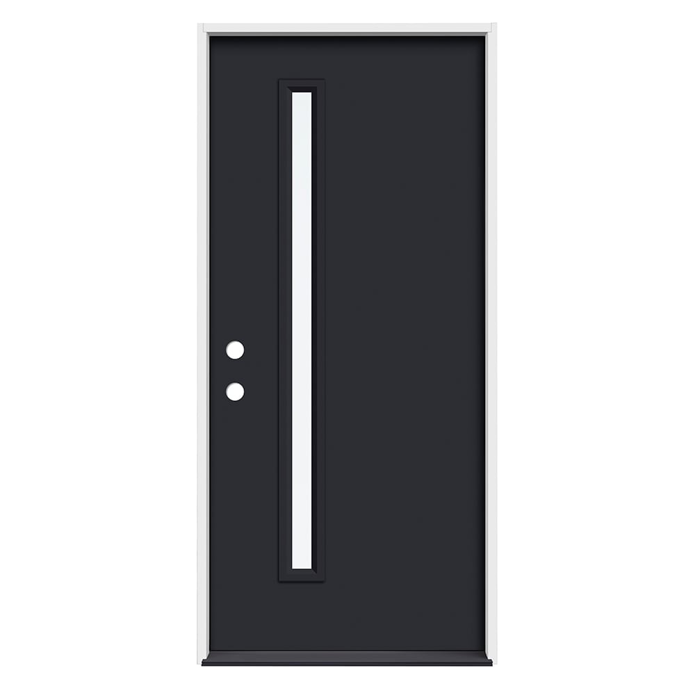 RELIABILT ABS614786 36-in x 80-in x 4-9/16-in Fiberglass Pulse lite Right-hand inswing Black Painted Prehung Front Door Insulating core