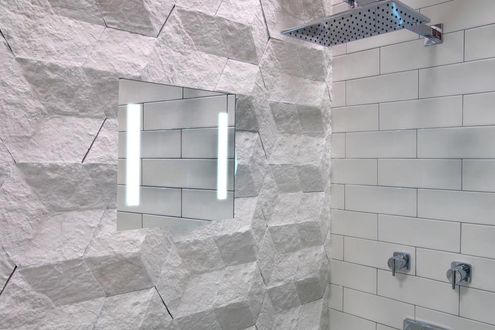 ClearMirror 16104-122412BL ShowerLite 23.875-Inches x 11.875-Inches Polished Frameless Rectangular Lighted Fog Free Bathroom Vanity Mirror ( Glass Polished )