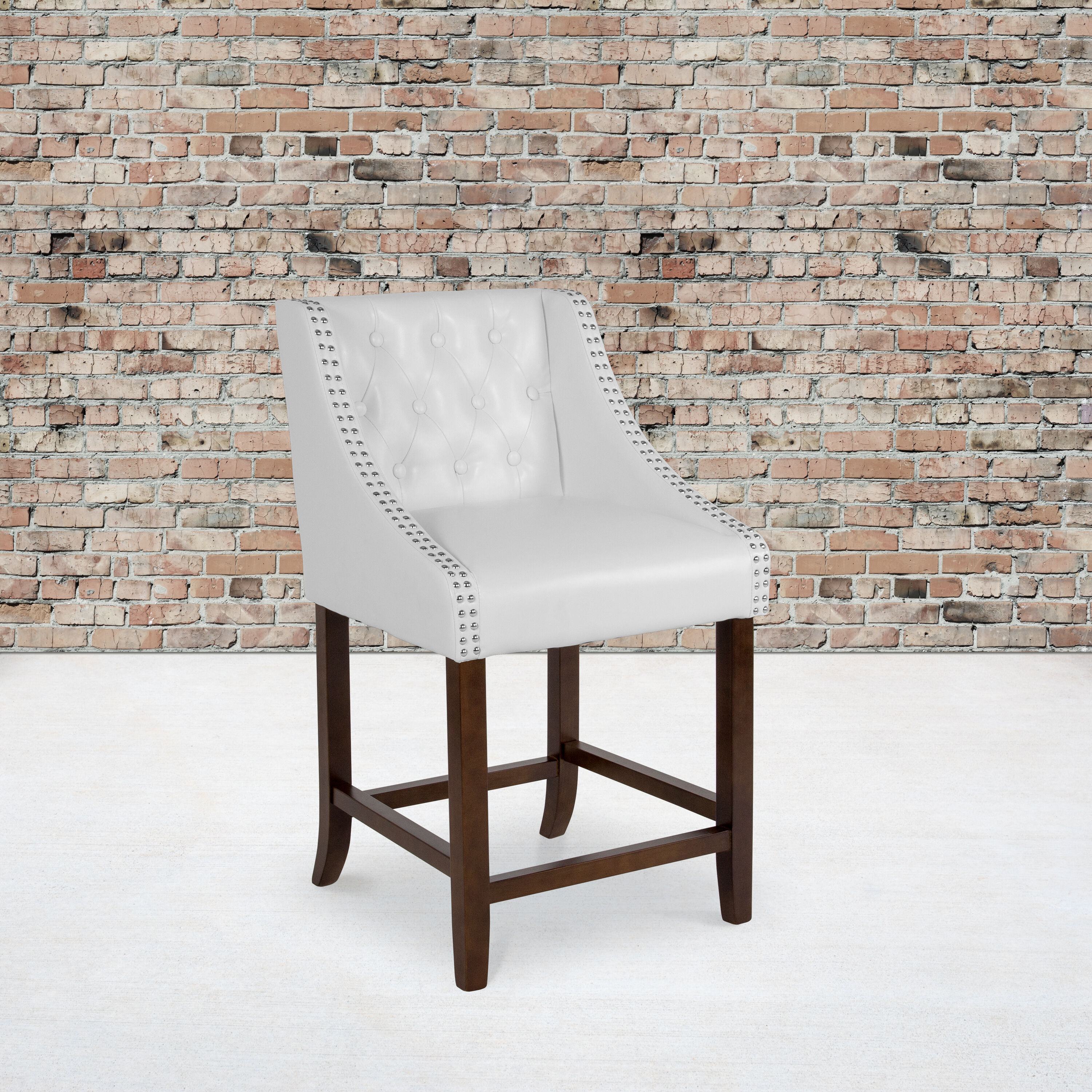 Walnut Wood and White Leather Swivel Saddle Stool, 32"