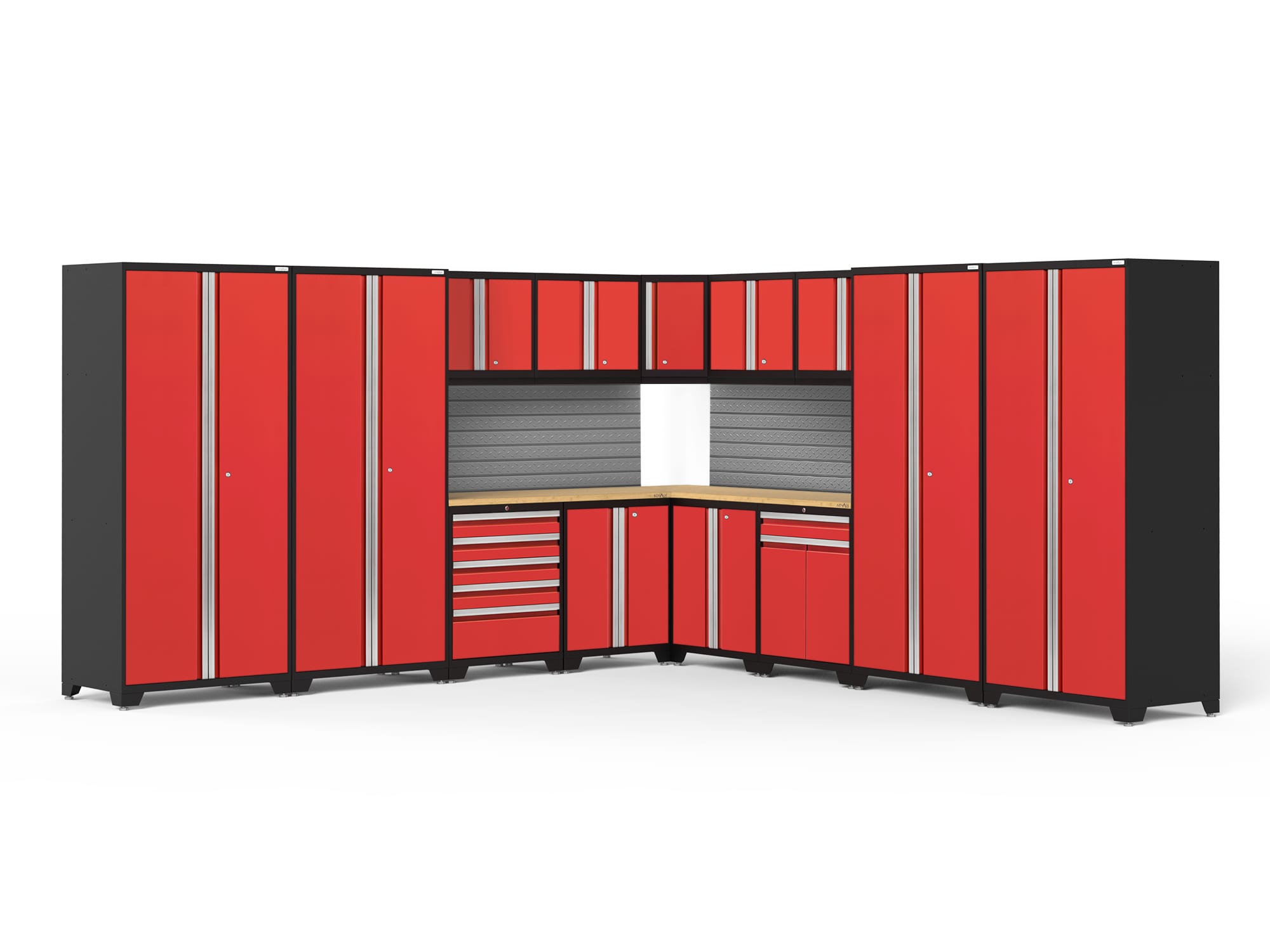 NewAge Products 58759 304-in W x 85.25-in H x 24.0-in D 13 -Cabinets Steel Deep Red Garage Storage System