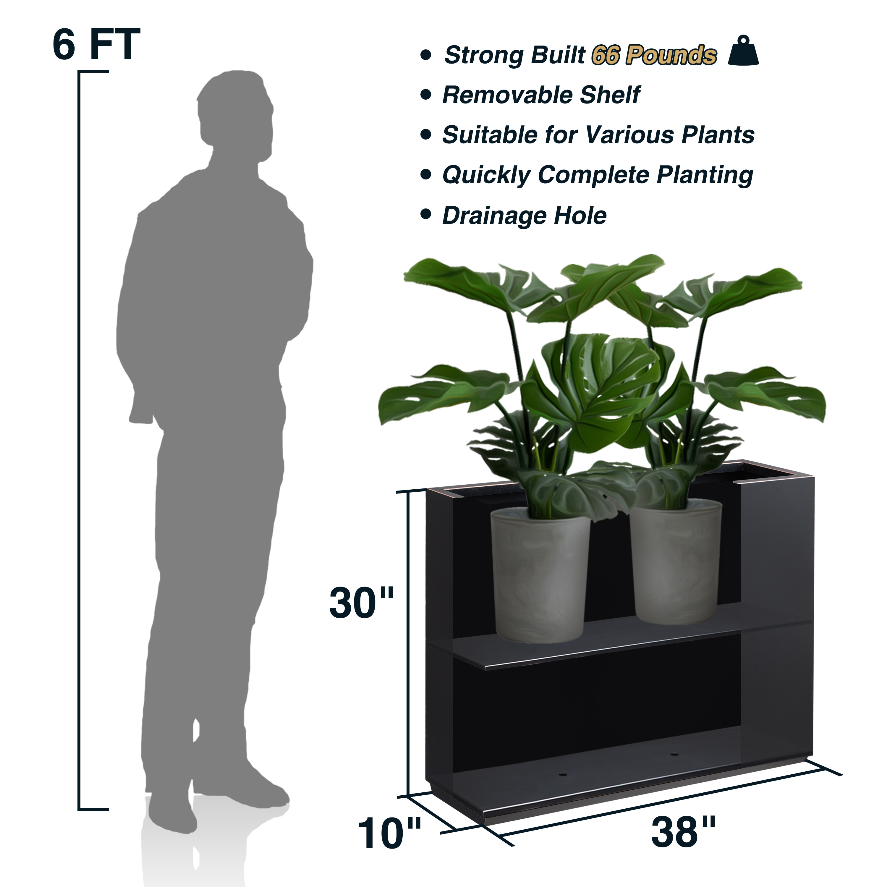 EDYO LIVING HCMP001-BLK Planter-Window-Box - View #3