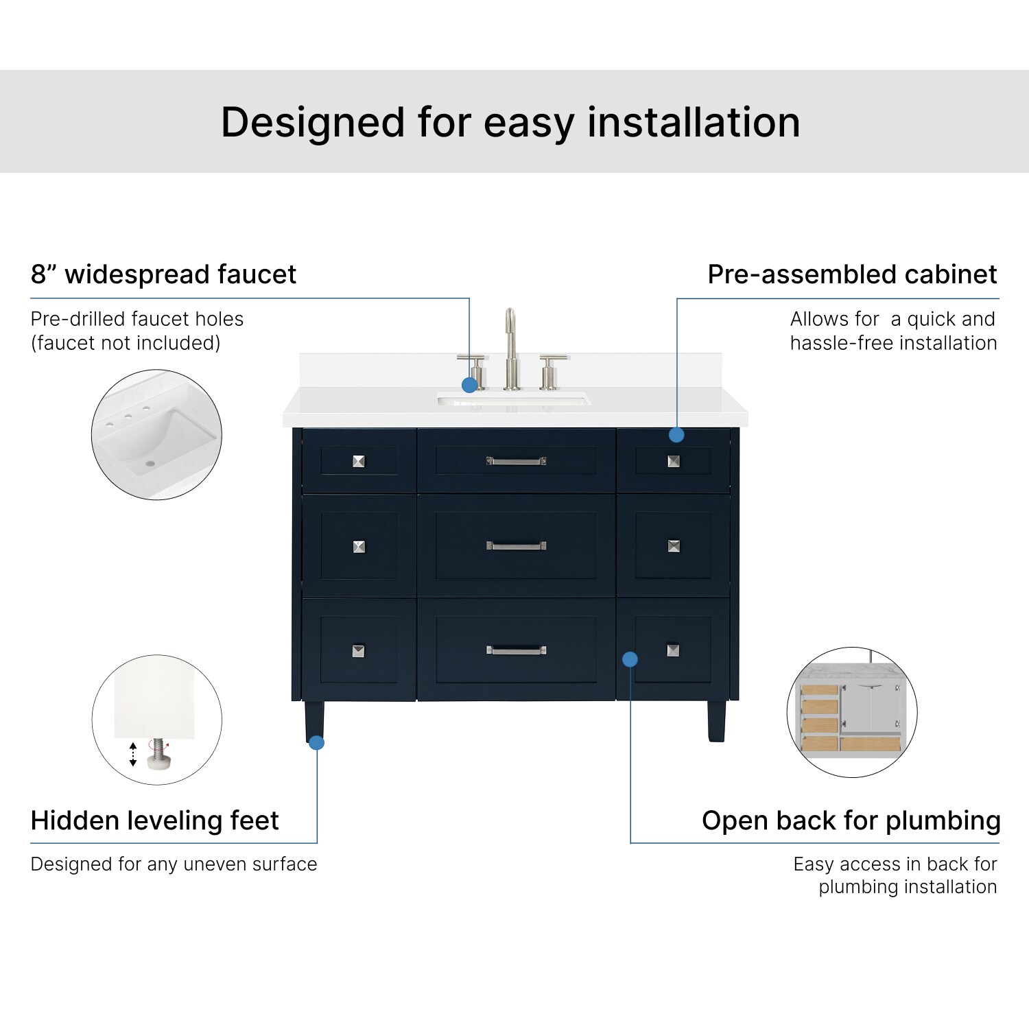 ARIEL B49WQRVOMNB Bath-Vanity-Combo - View #7
