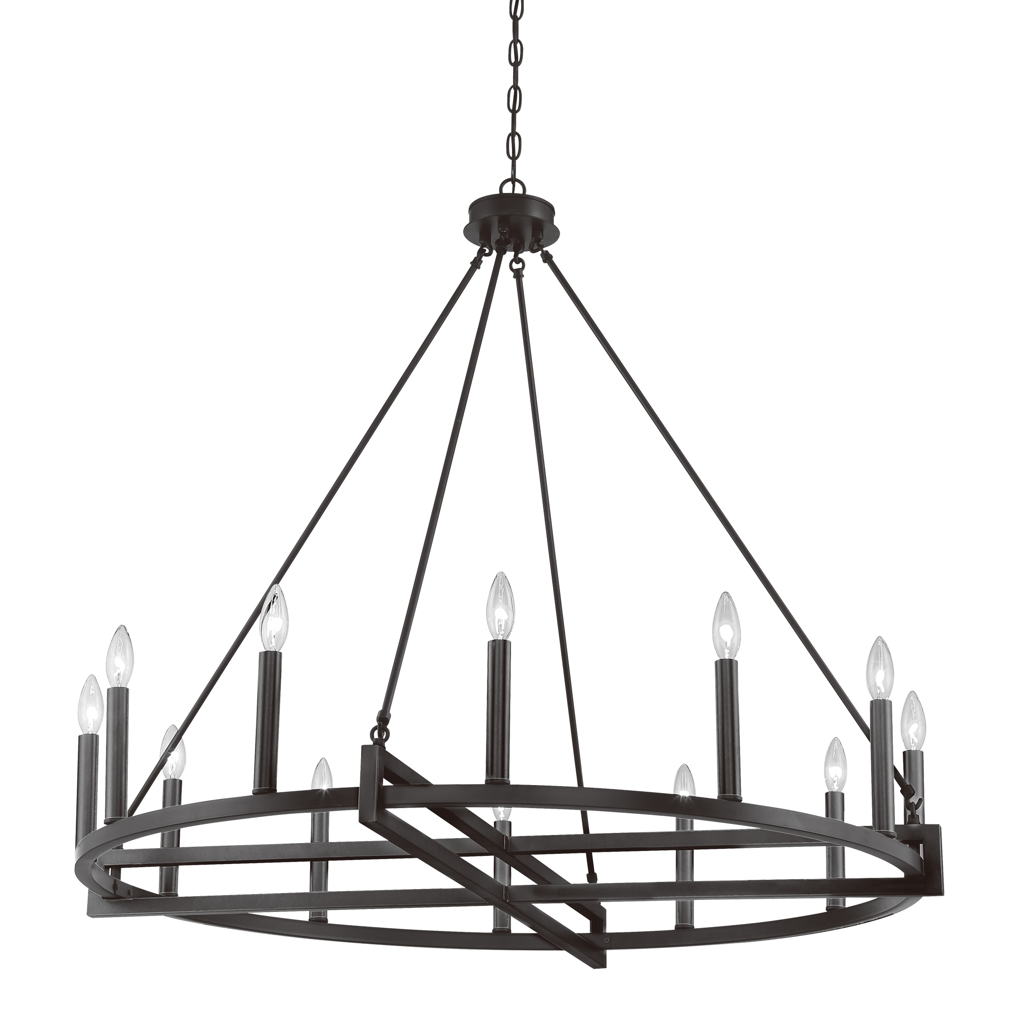 ACROMA 2080912AZ Windsor 12 -Light Matte Black Farmhouse Bare bulb For Use in Bedrooms, Dining Rooms, Foyers, Kitchens, Living Rooms Chandelier