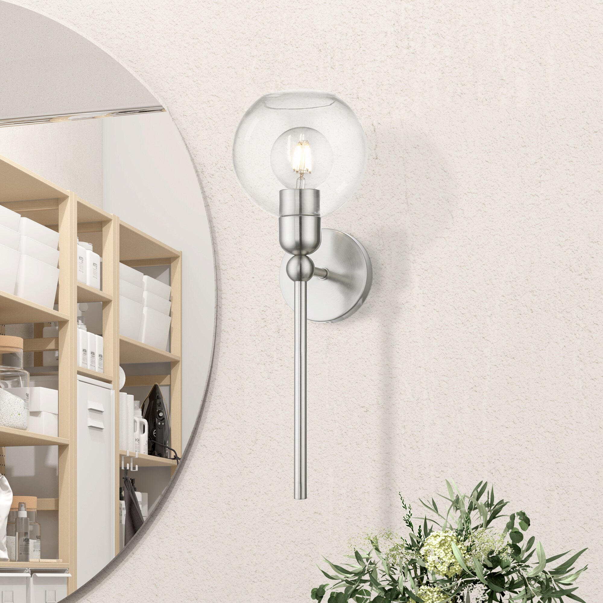 Downtown Elegance Brushed Nickel Wall Sconce with Clear Glass Shade