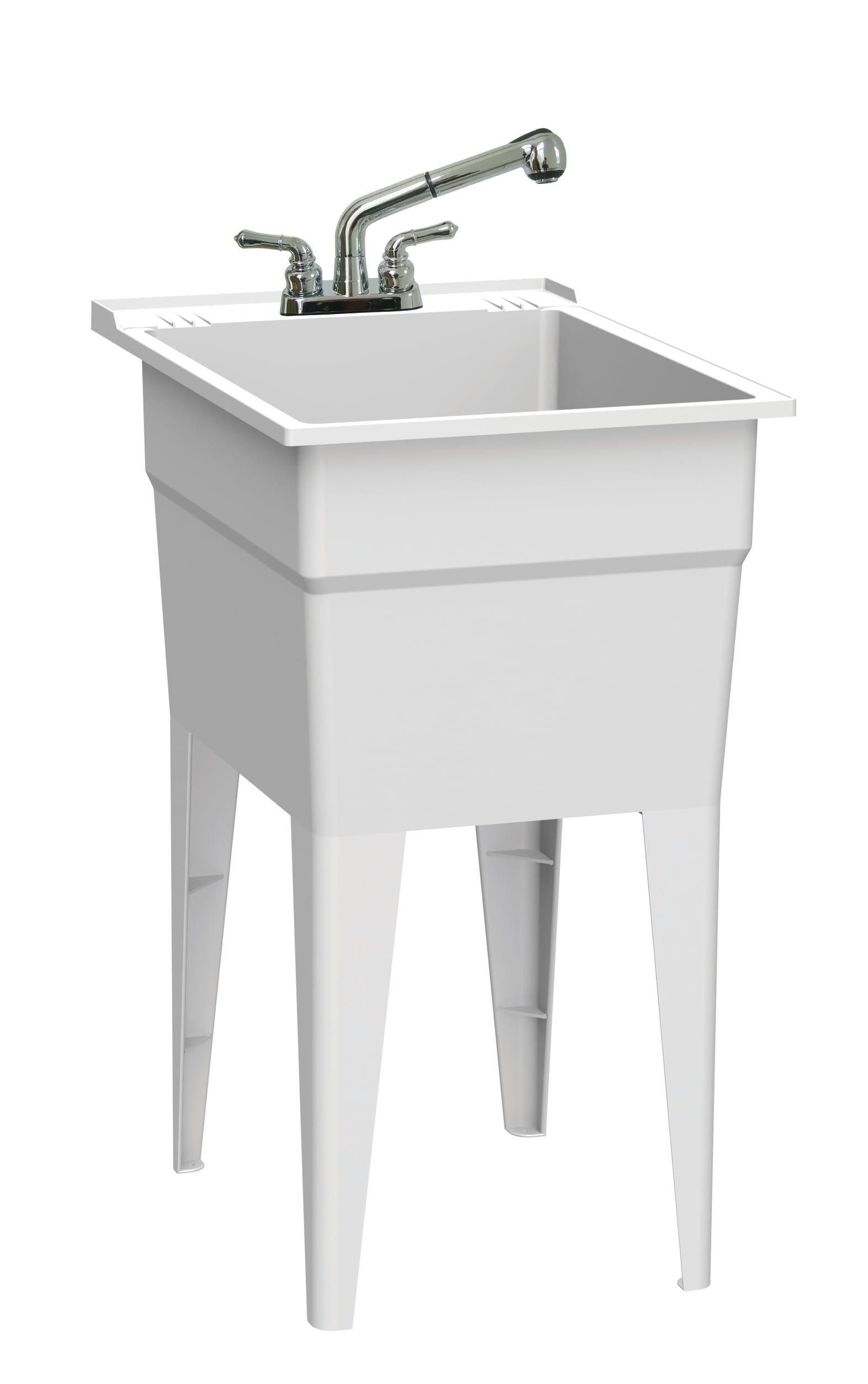 UTILITYSINKS Plastic 18 Inch Freestanding Utility Tub Sink with Heavy Duty  Stainless Steel Swing Faucet for Garage, Laundry Room, and Garden, White