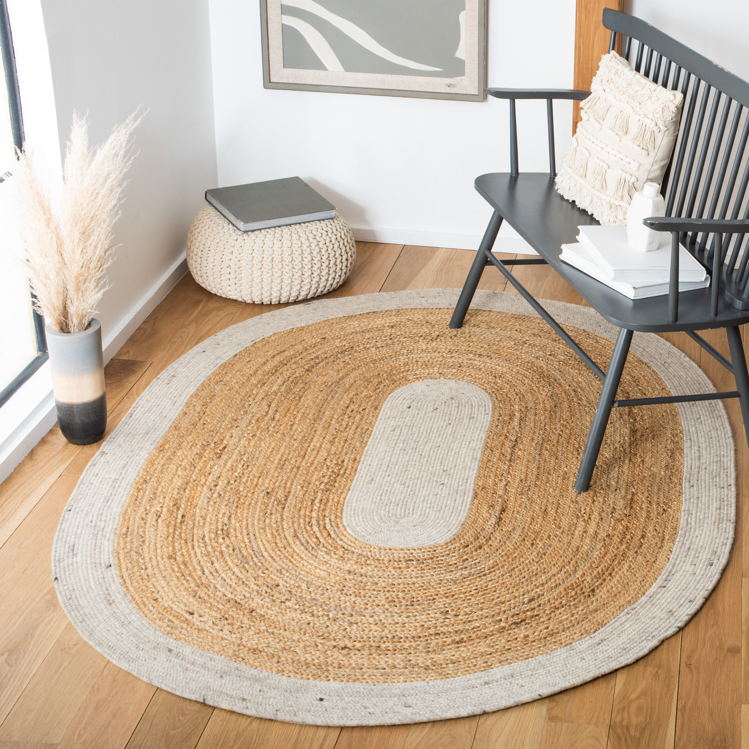  Braided 910 Beige/Natural Bohemian 6ft x 9ft Oval Rug