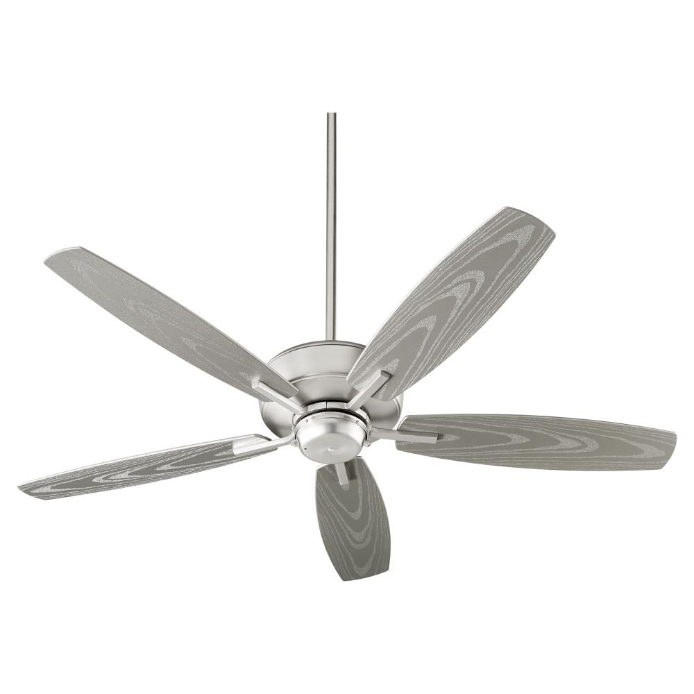 Breeze Patio 52-in Satin Nickel with Silver Blades Indoor/Outdoor Ceiling Fan (5-Blade) | - Quorum International 17052-65