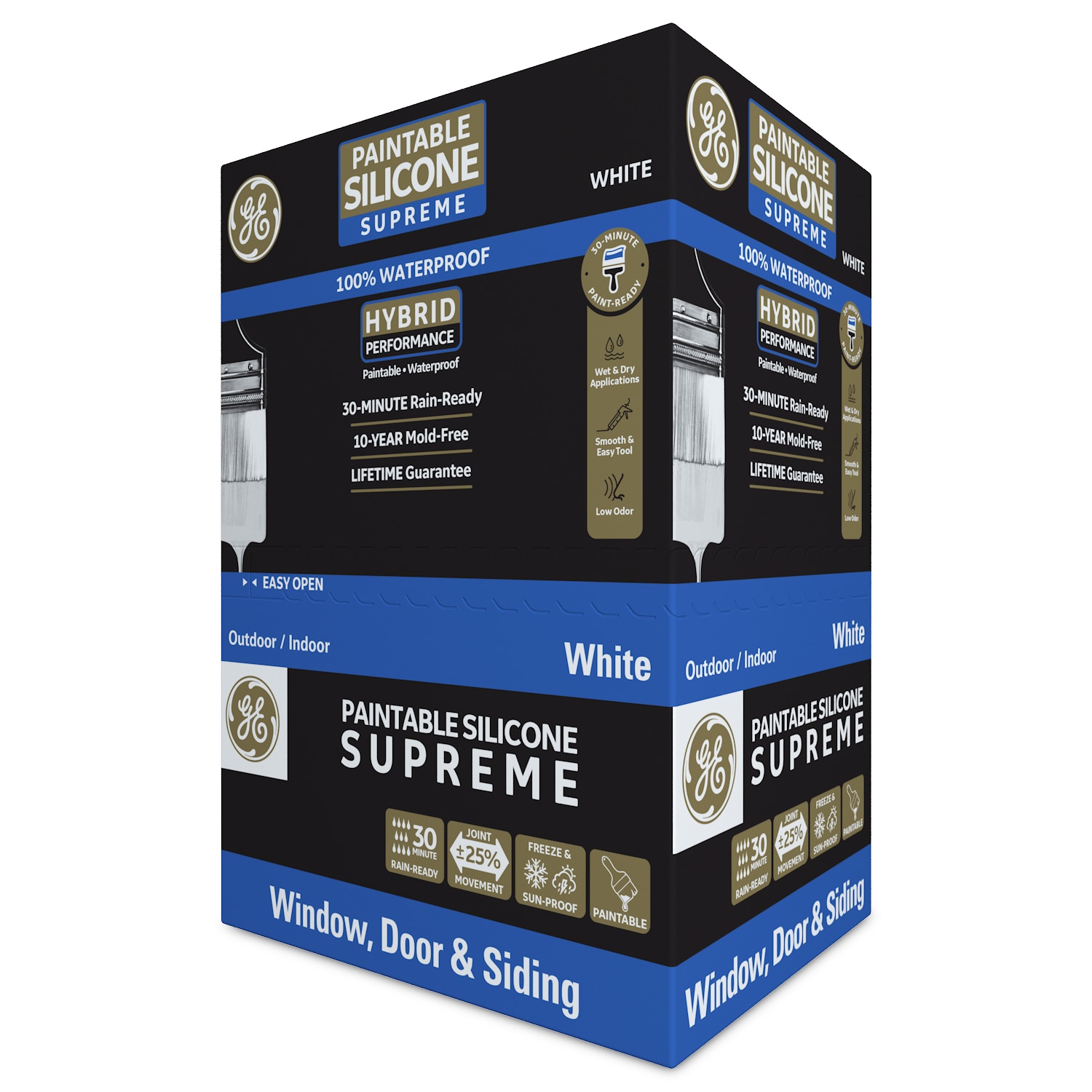 GE Paintable Silicone Supreme 9.5 oz. White Exterior Window and