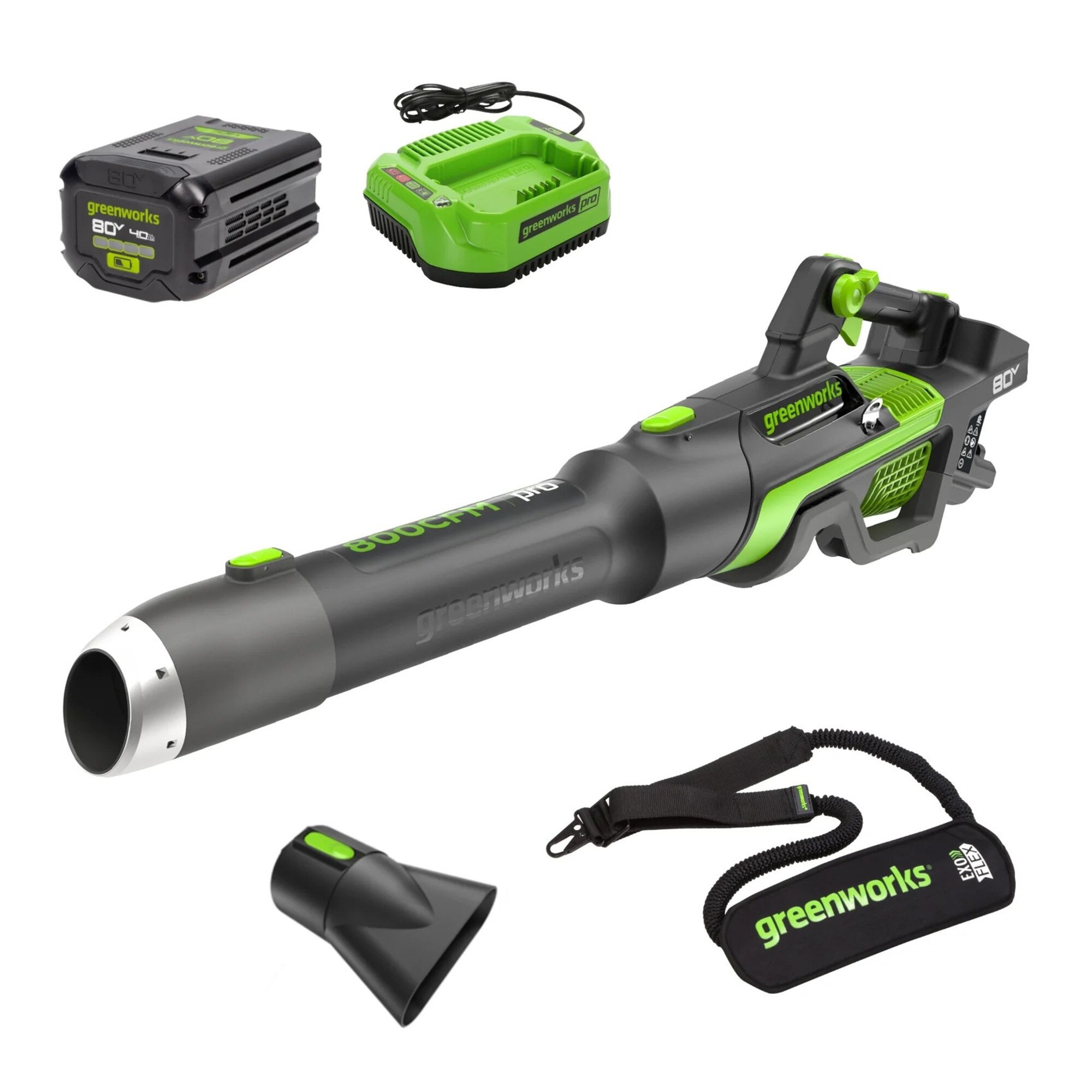 Greenworks Brushless Cordless 80-volt 800-CFM 200-MPH Battery Handheld Leaf Blower 2.5 Ah Battery Included Charger Included
