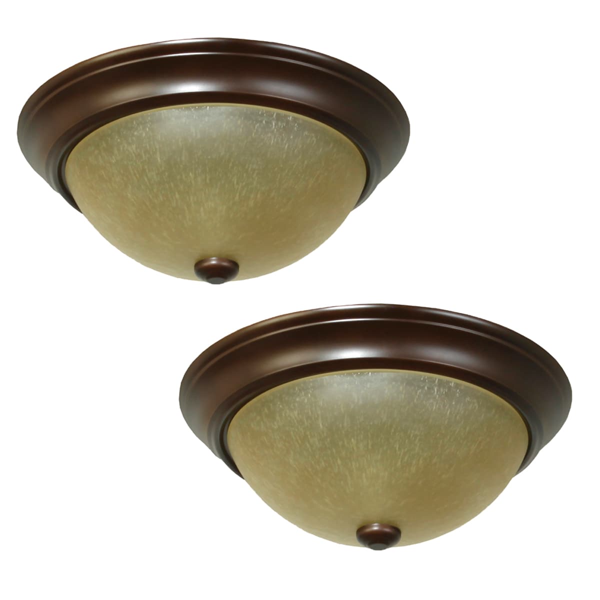 Project Source 2-Pack 13-in W Bronze Ceiling Standard Glass Flush Mount Light 