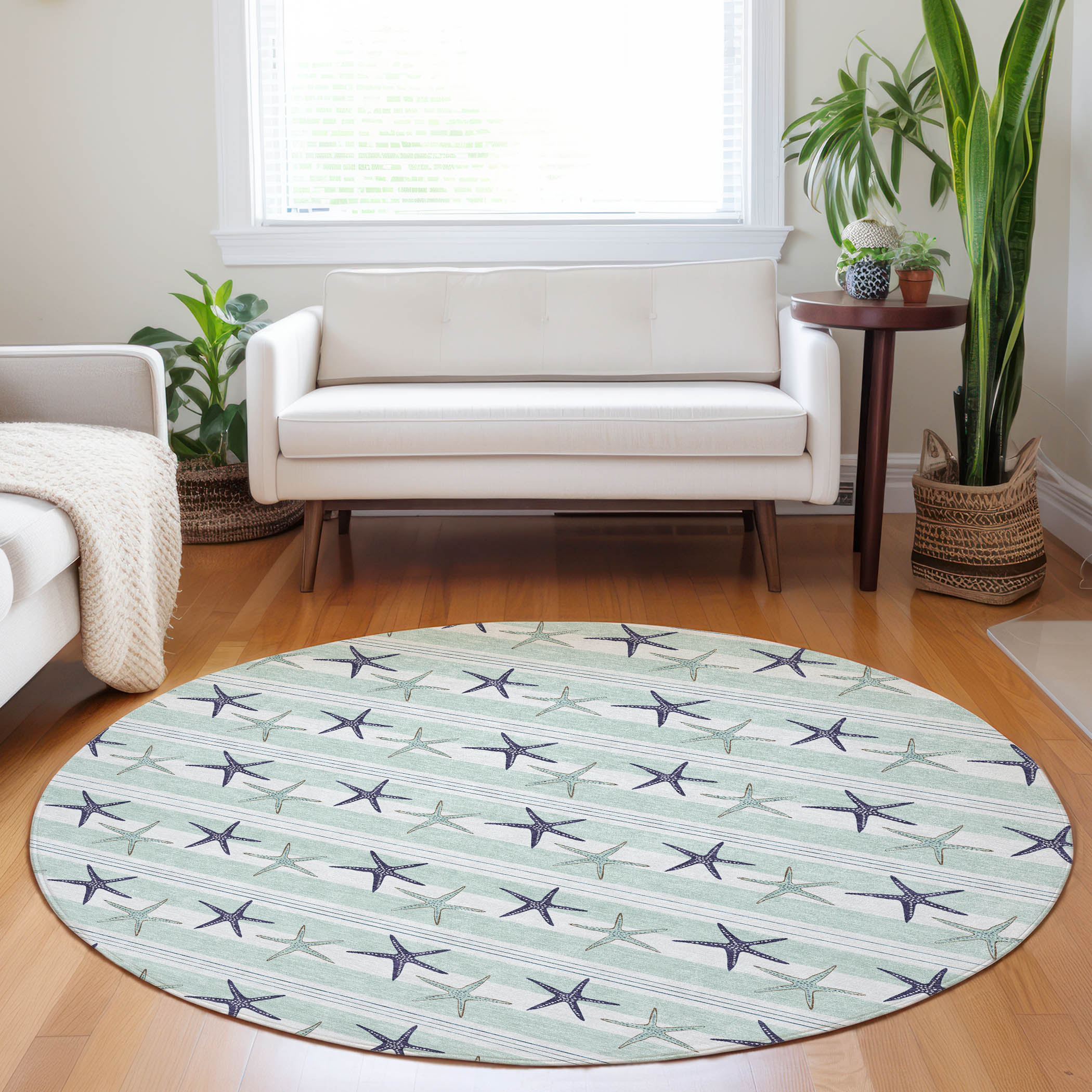 Addison Rugs AMF191SE8RO Mayfield AMF191SE 8 x 8 (ft) Loomed Polyester Seaglass Round Indoor Geometric Machine washable Area rug