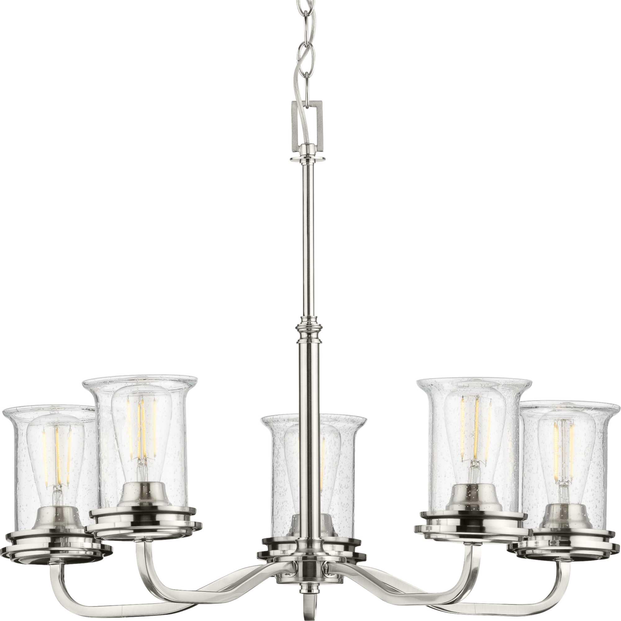 Progress Lighting P400206-009 Winslett 5 -Light Brushed Nickel Coastal For Use in Bedrooms, Dining Rooms, Foyers, Kitchens, Living Rooms Chandelier
