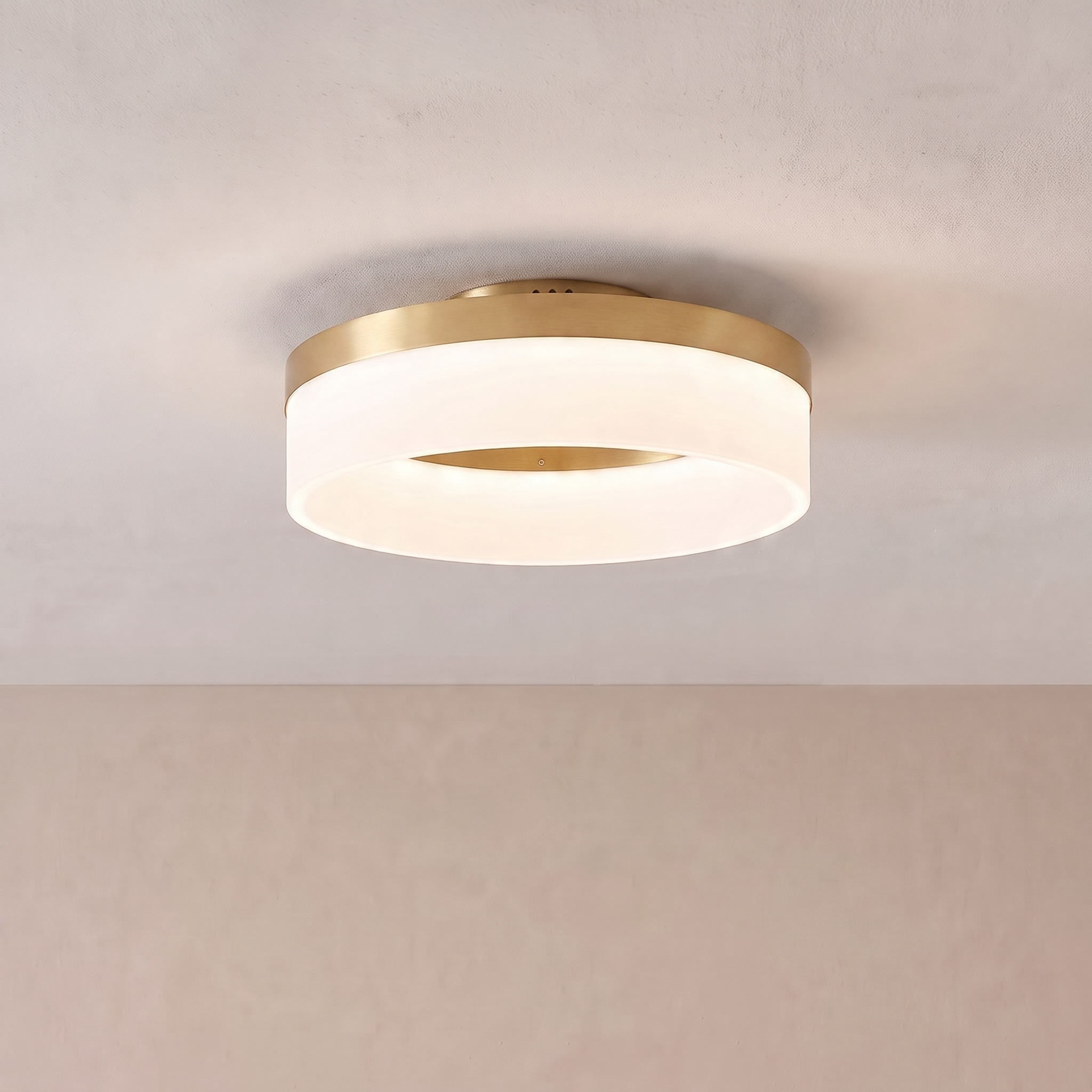 Origin 21 Lynnpark 11.95-in Brushed Gold Indoor 1 -Light LED Flush Mount Light with Frosted Glass with Acrylic Shade
