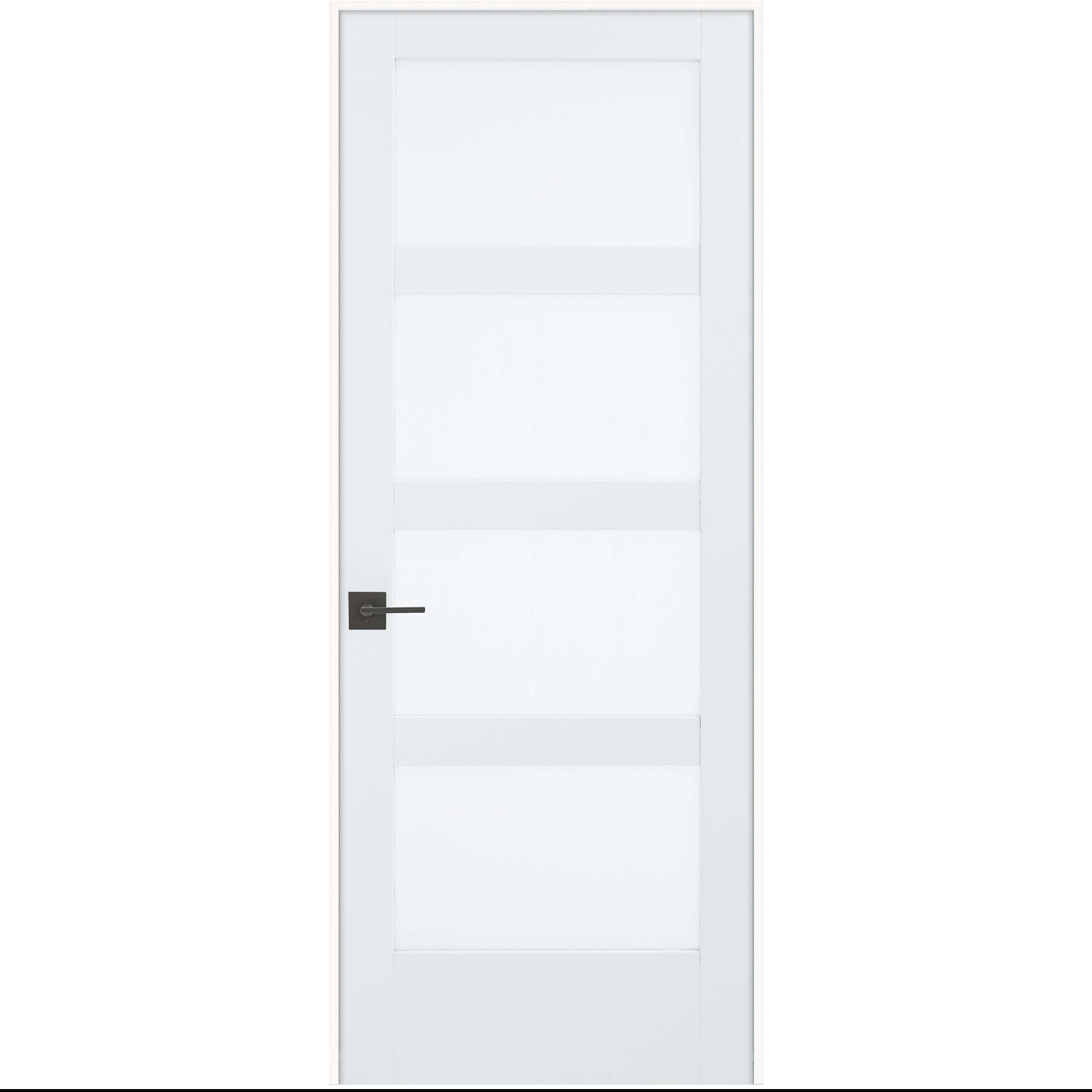 JELD-WEN LOWOLJW240000116 32-in x 80-in Primed Solid core Frosted glass Right hand Smooth Primed MDF Flat Jamb Single Prehung Interior Door