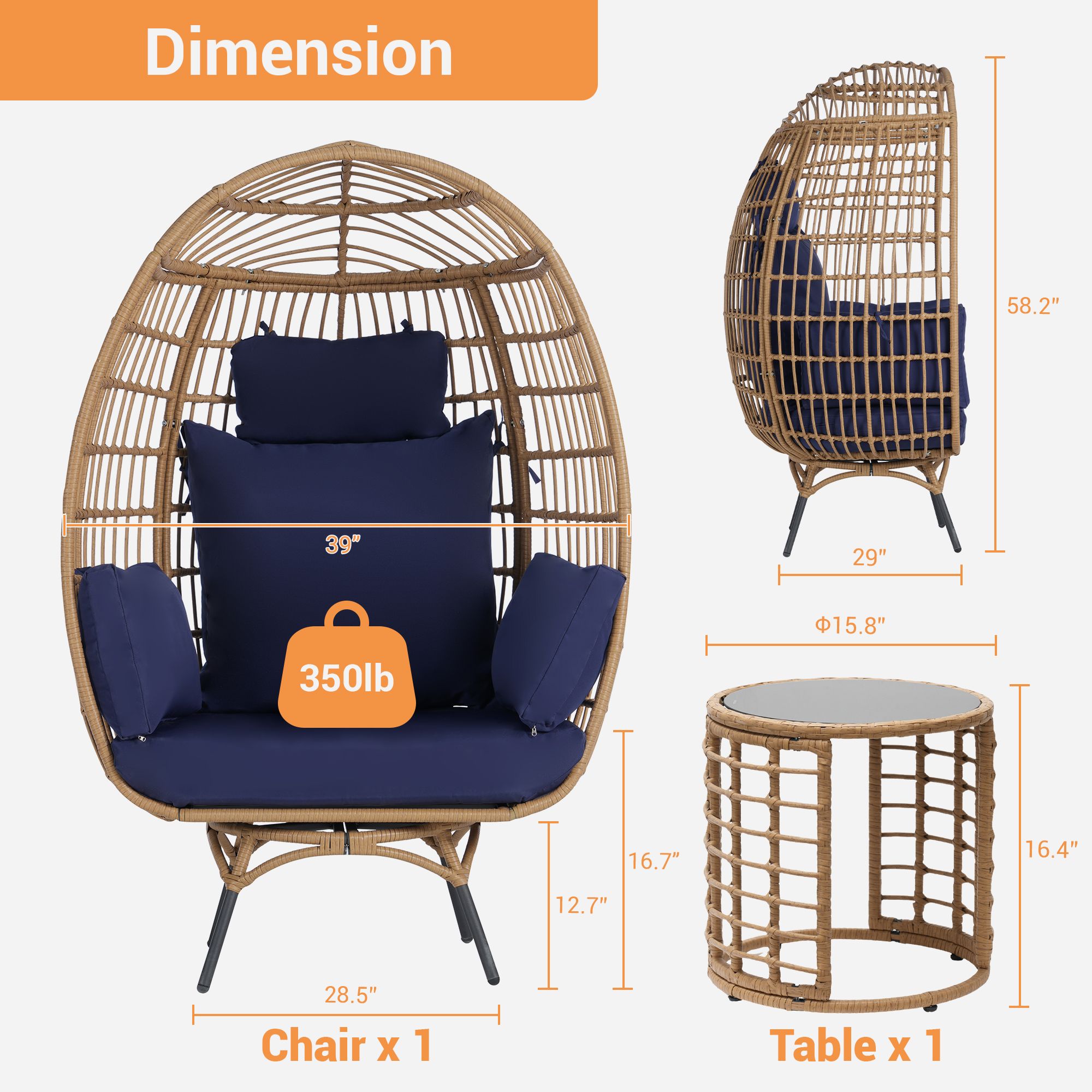SANSTAR L-RJDC55NY-3P Patio-Conversation-Sets - View #2