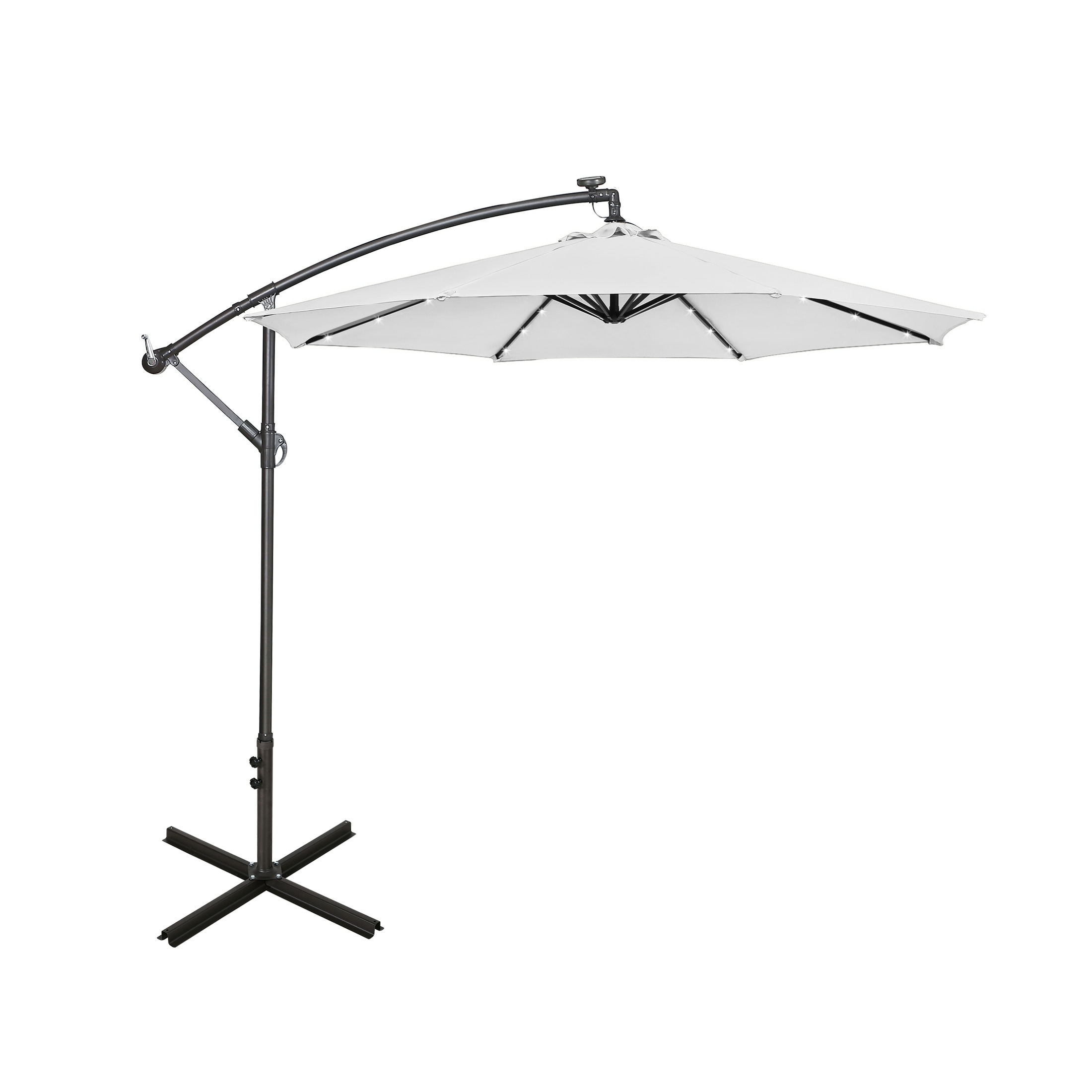 Westin Furniture OS3002-WT 10-Feet Steel White No-tilt Cantilever Patio Umbrella with Lights and