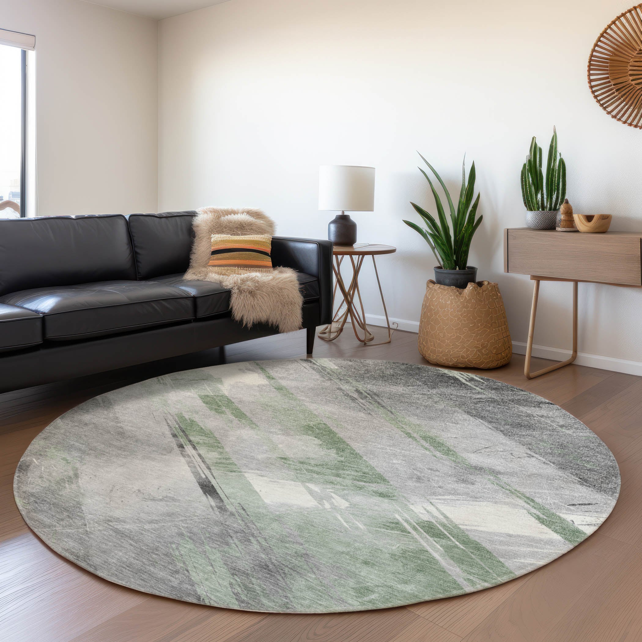 Addison Rugs ACN1535AL8RO Chantille ACN1535AL 8 x 8 (ft) Polyester Aloe Round Indoor/Outdoor Geometric Machine washable Area rug