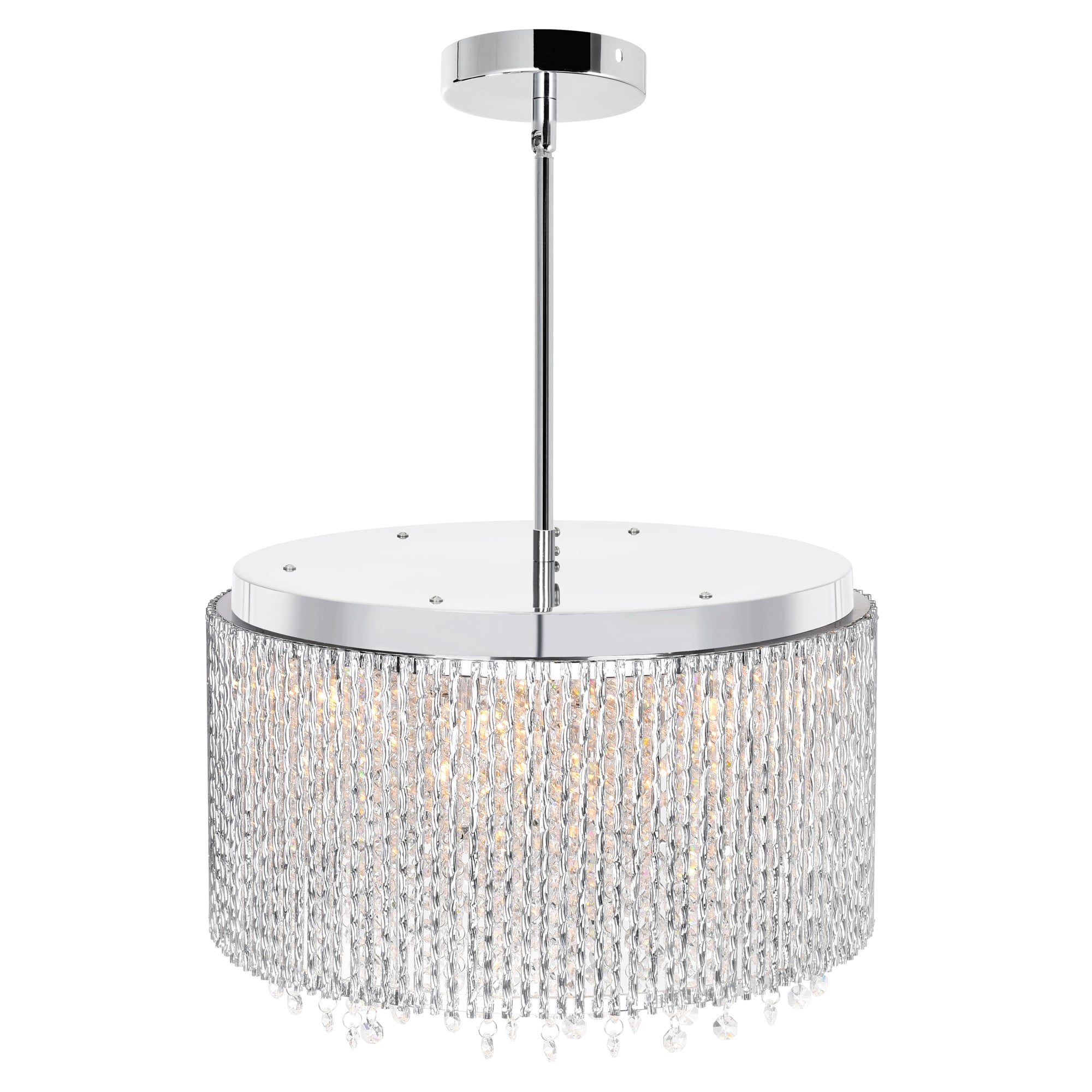 Claire 24" Chrome Drum Shade Chandelier with Crystal Accents
