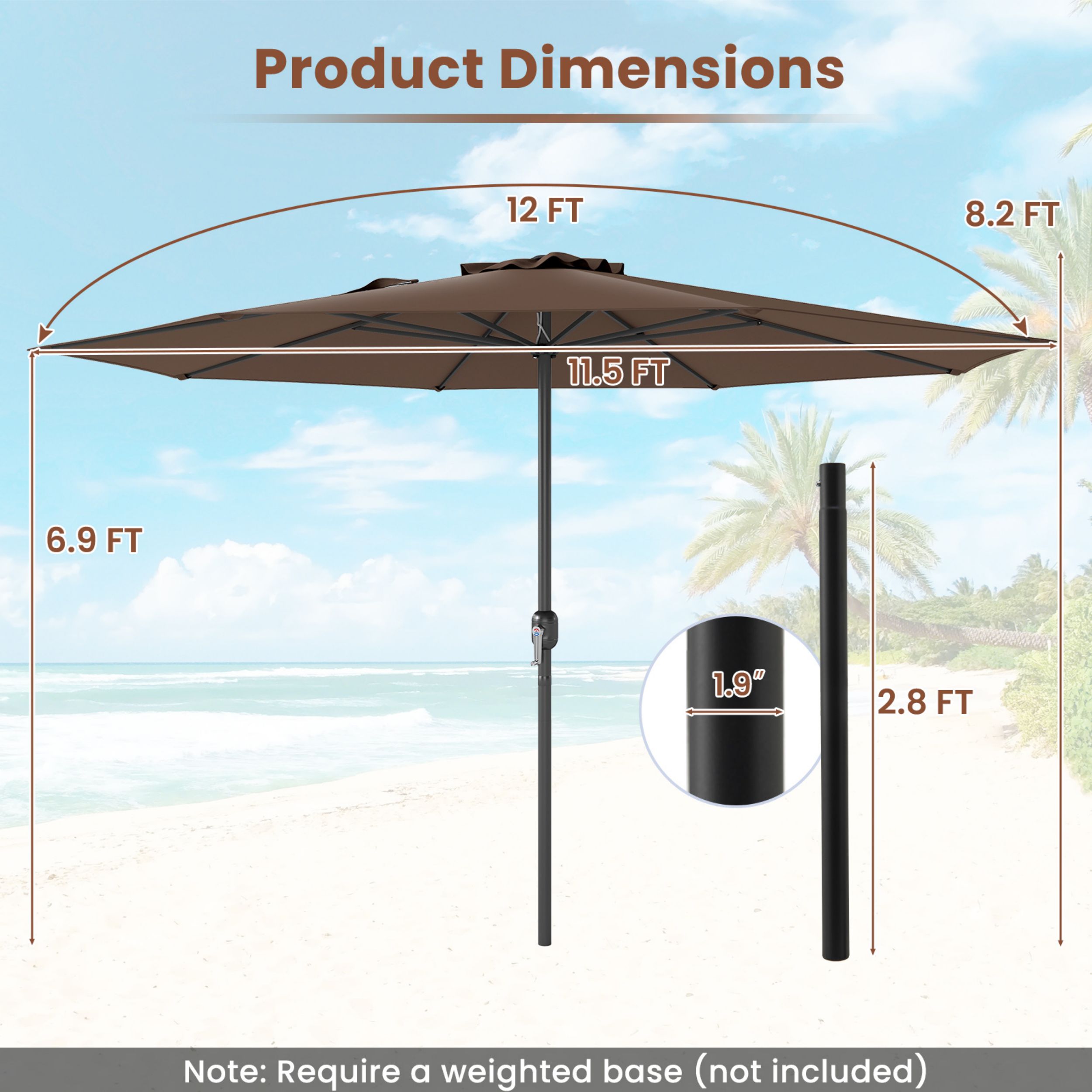 WELLFOR TDZ10213PT Umbrellas-2 - View #2