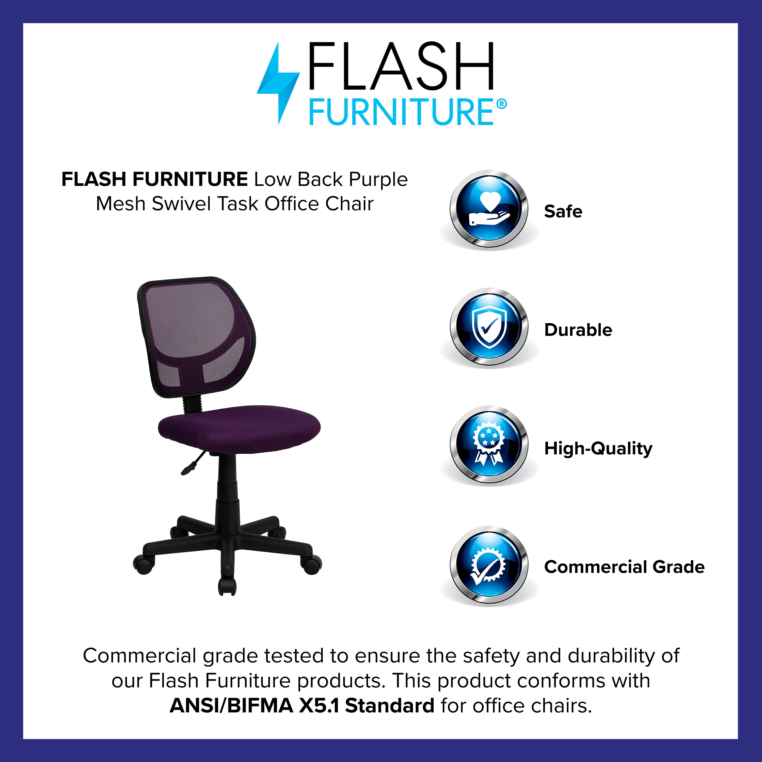 ErgoFlex Armless Low-Back Purple Mesh Task Chair