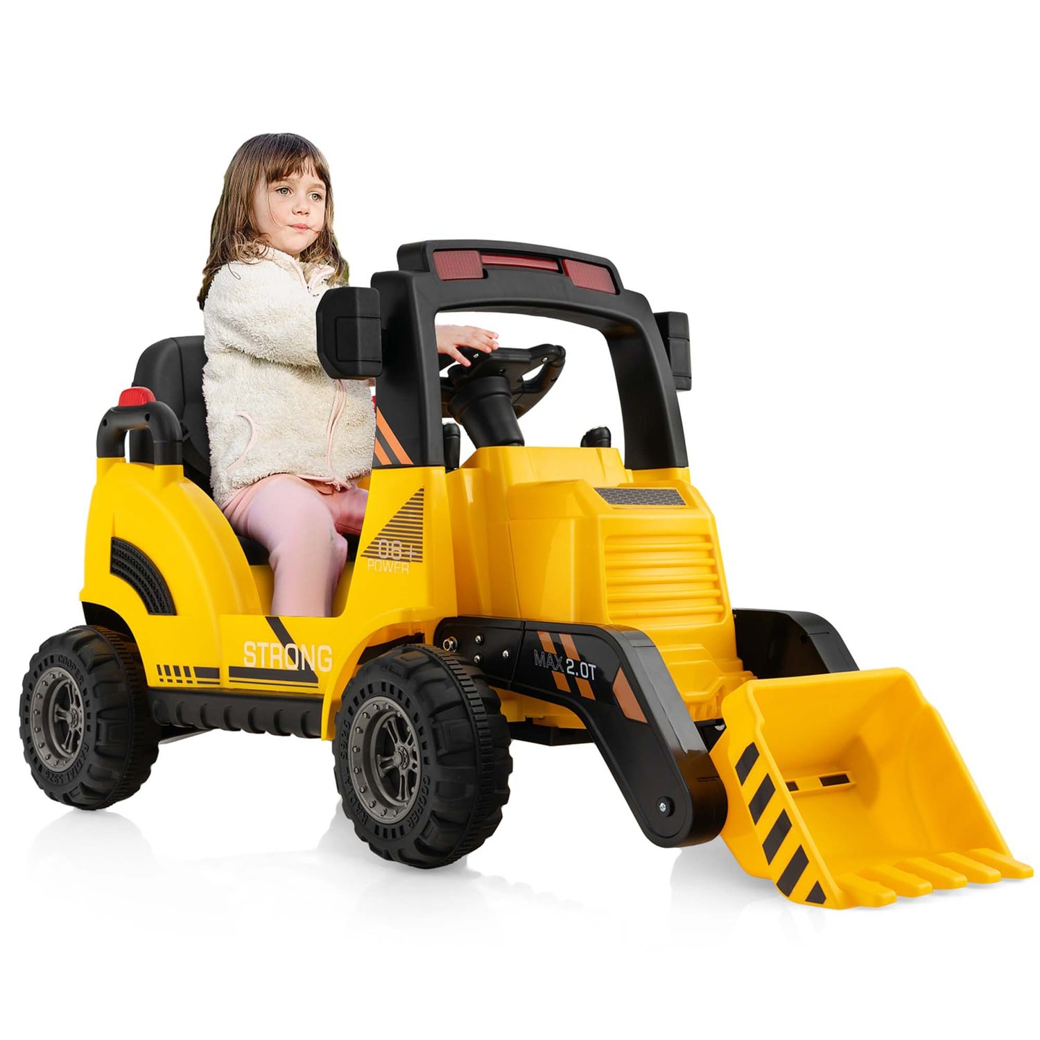 Costway 12V Kids Ride On Construction Tractor with Horn and Music and ...